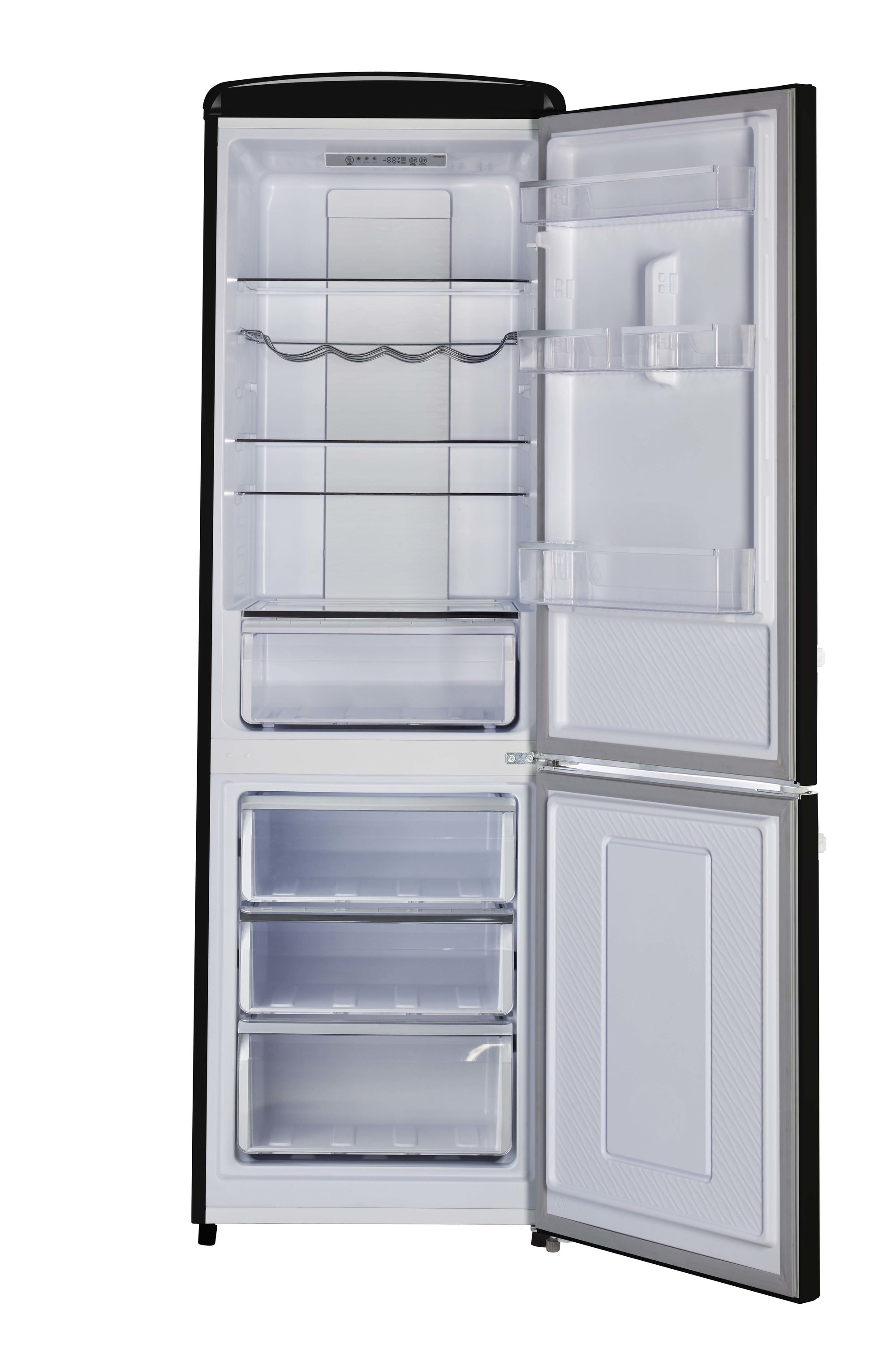 Refrigerador Retro Clásico ÚNICO de 11.7 pies cúbicos con congelador inferior de profundidad de mostrador en Negro Medianoche - Certificado ENERGY STAR