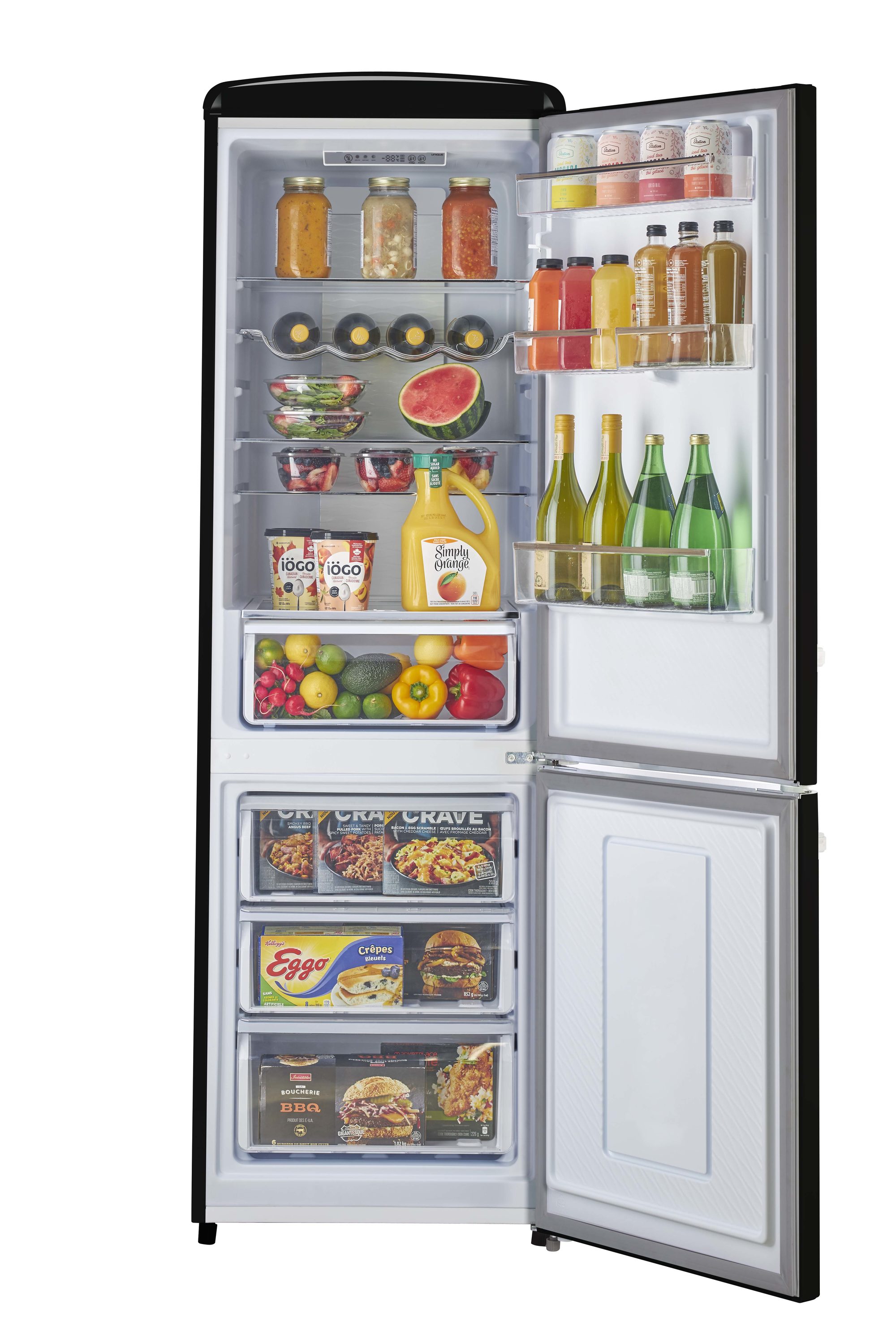 Refrigerador Retro Clásico ÚNICO de 11.7 pies cúbicos con congelador inferior de profundidad de mostrador en Negro Medianoche - Certificado ENERGY STAR