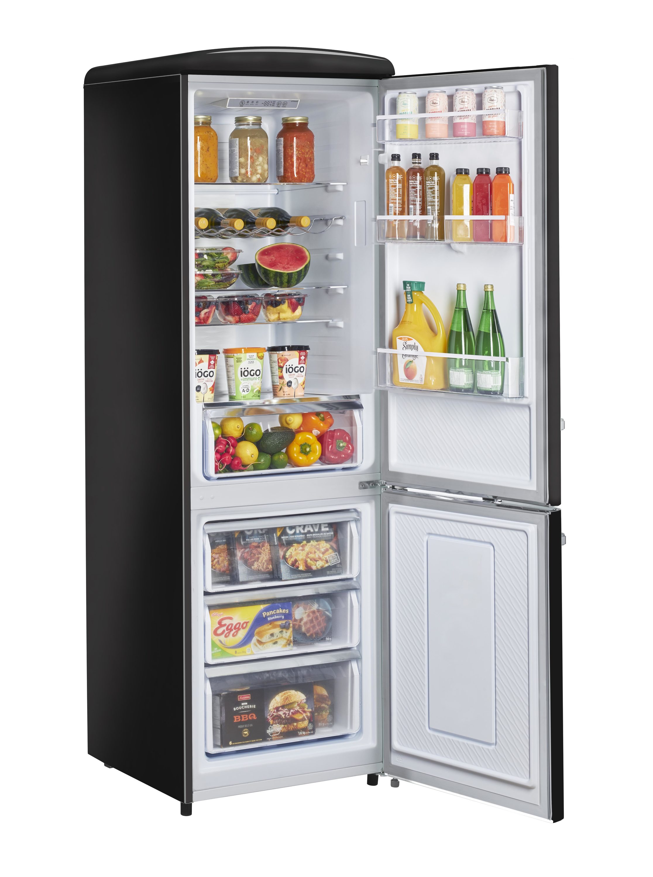 Refrigerador Retro Clásico ÚNICO de 11.7 pies cúbicos con congelador inferior de profundidad de mostrador en Negro Medianoche - Certificado ENERGY STAR