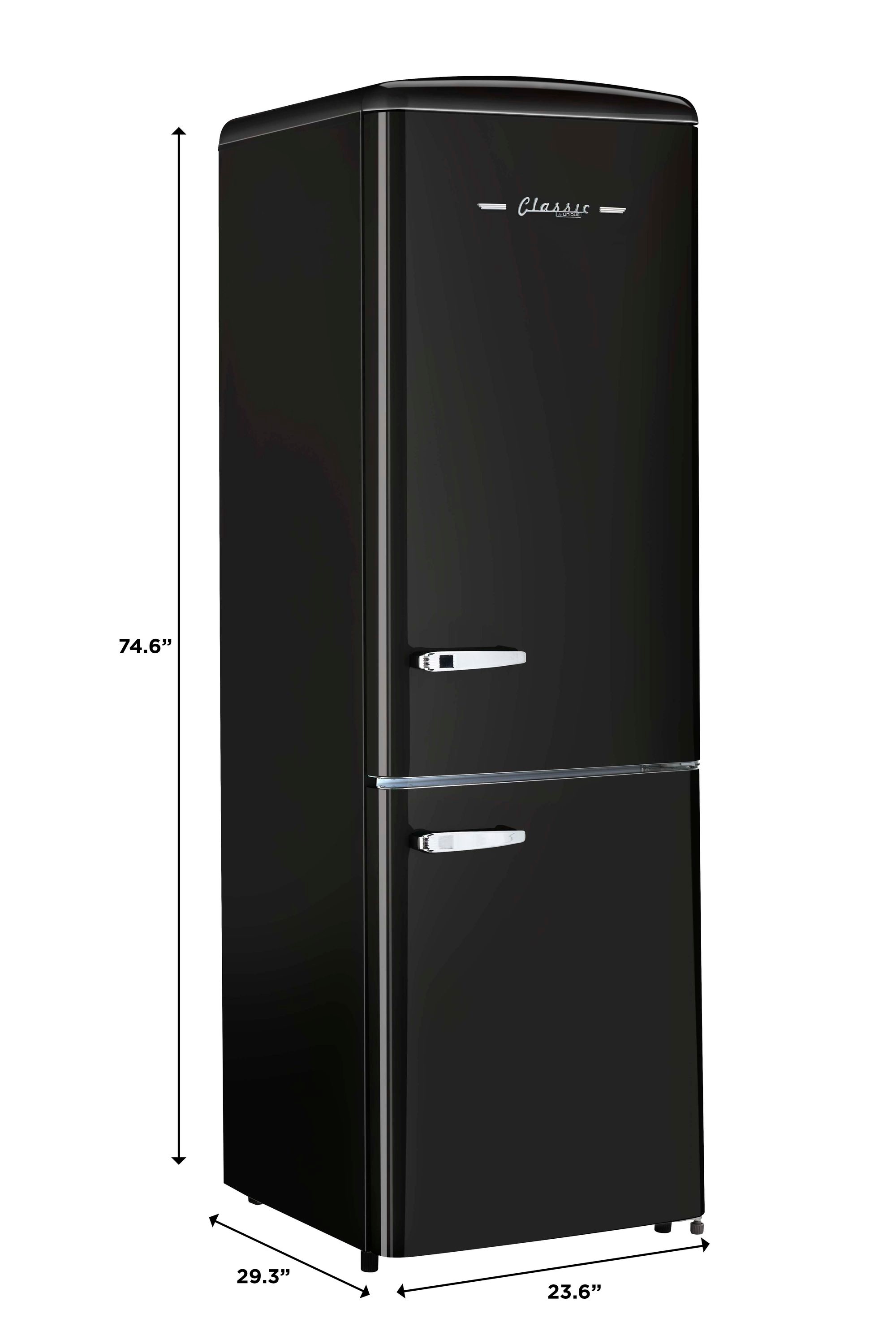 Refrigerador Retro Clásico ÚNICO de 11.7 pies cúbicos con congelador inferior de profundidad de mostrador en Negro Medianoche - Certificado ENERGY STAR