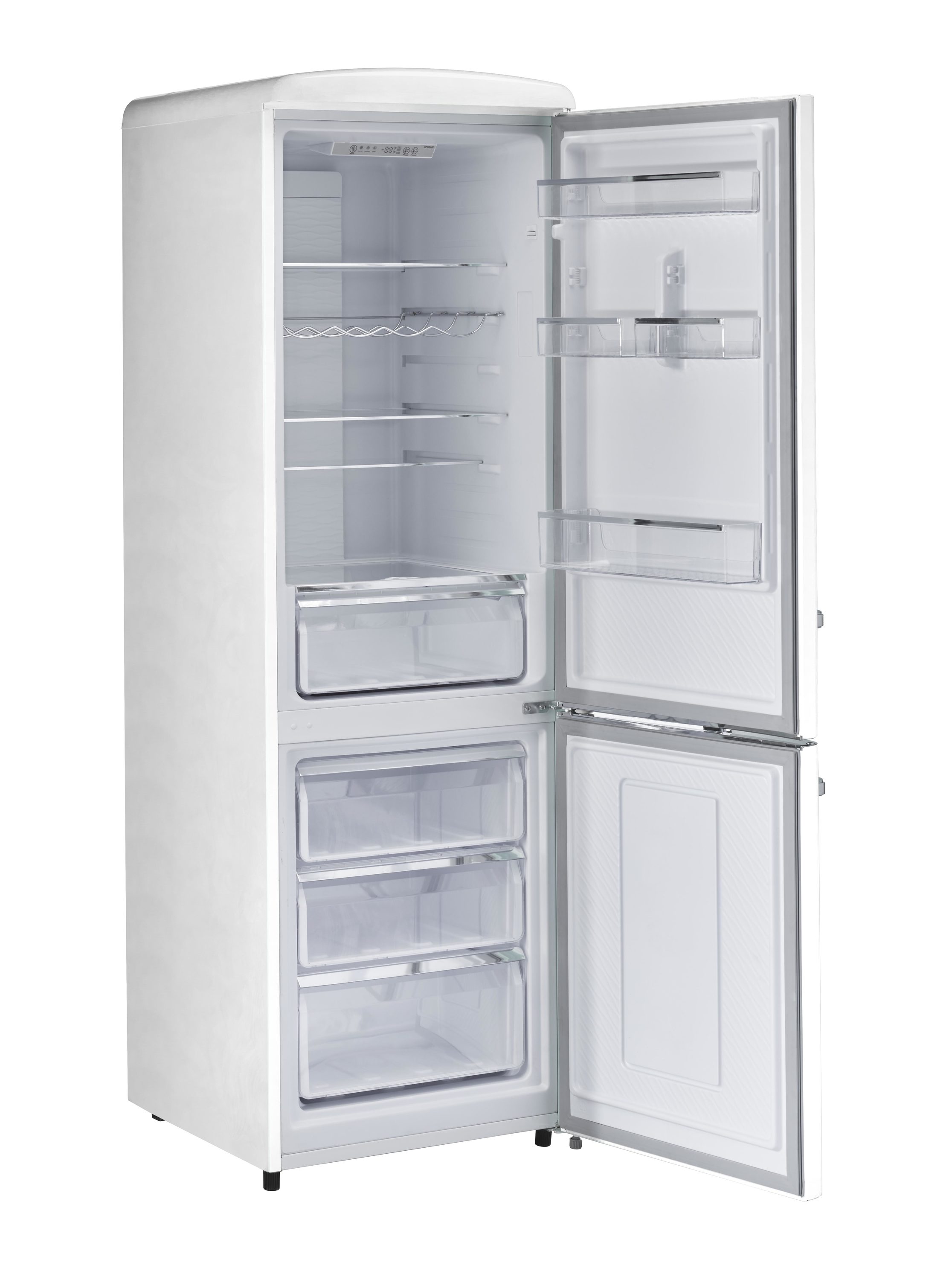Refrigerador Retro Clásico ÚNICO de 11.7 pies cúbicos con congelador inferior de profundidad de mostrador en color Malvavisco Blanco - Certificado ENERGY STAR UGP-330L W AC