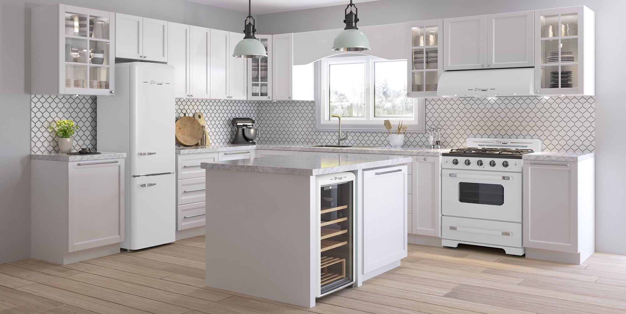 Refrigerador Retro Clásico ÚNICO de 11.7 pies cúbicos con congelador inferior de profundidad de mostrador en color Malvavisco Blanco - Certificado ENERGY STAR UGP-330L W AC