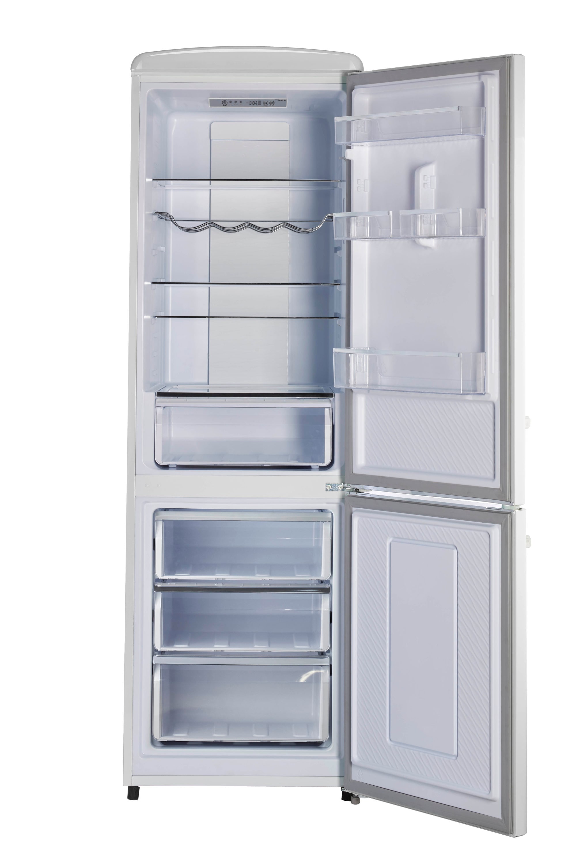 Refrigerador Retro Clásico ÚNICO de 11.7 pies cúbicos con congelador inferior de profundidad de mostrador en color Malvavisco Blanco - Certificado ENERGY STAR UGP-330L W AC