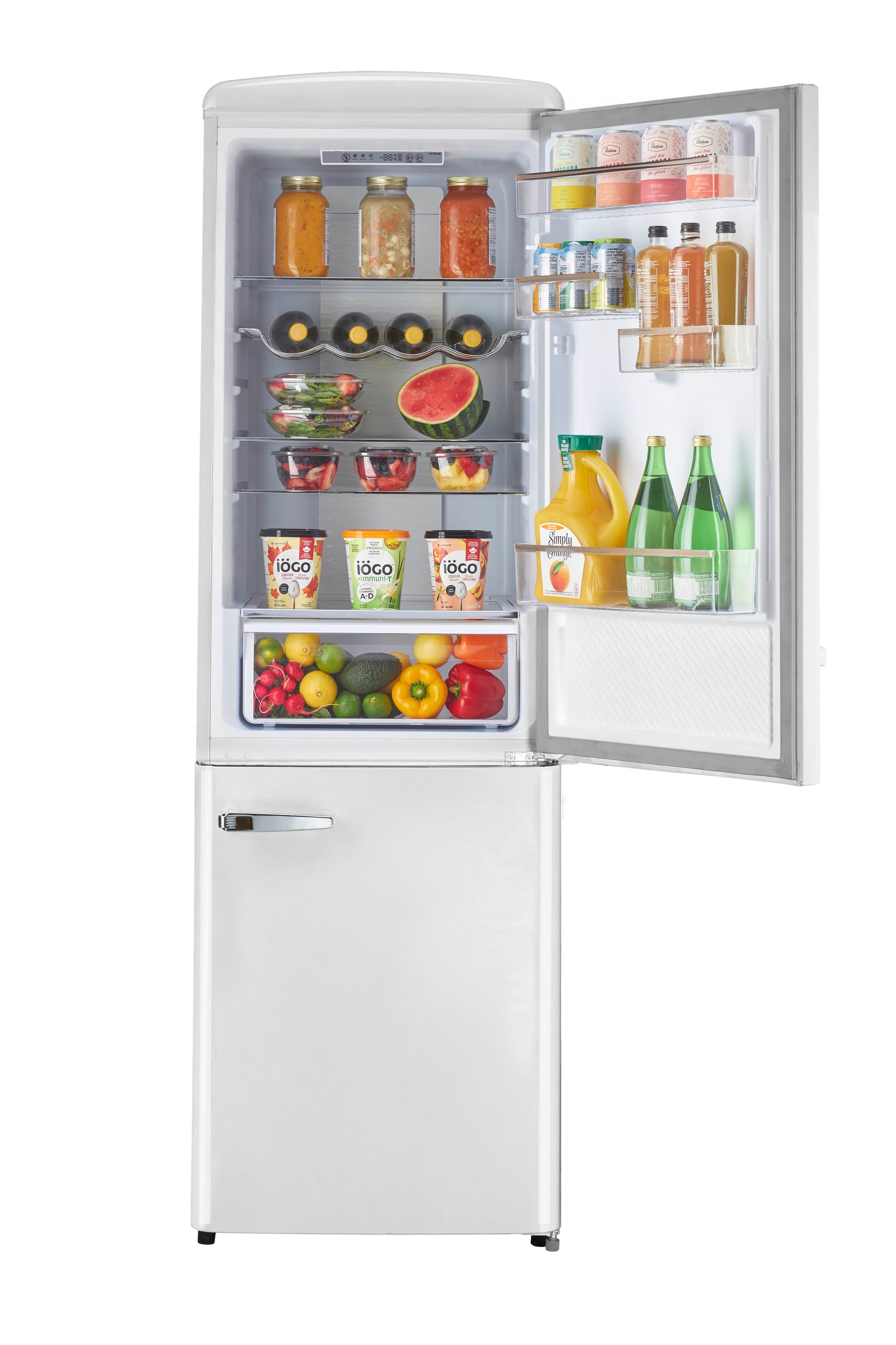 Refrigerador Retro Clásico ÚNICO de 11.7 pies cúbicos con congelador inferior de profundidad de mostrador en color Malvavisco Blanco - Certificado ENERGY STAR UGP-330L W AC