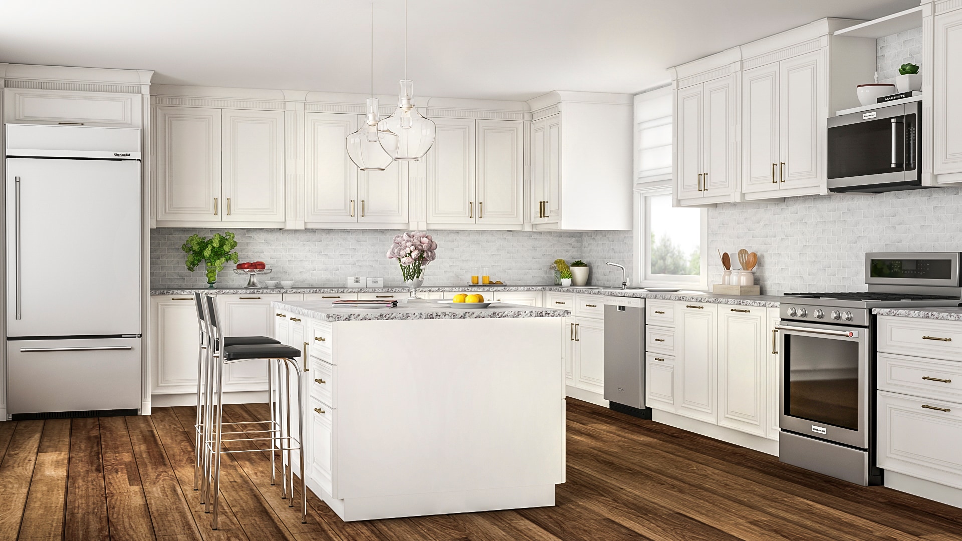 Refrigerador empotrado de fondo con congelador inferior de 20.9 pies cúbicos de KitchenAid con máquina de hielo (Acero inoxidable) Certificado ENERGY STAR KBBR306ESS