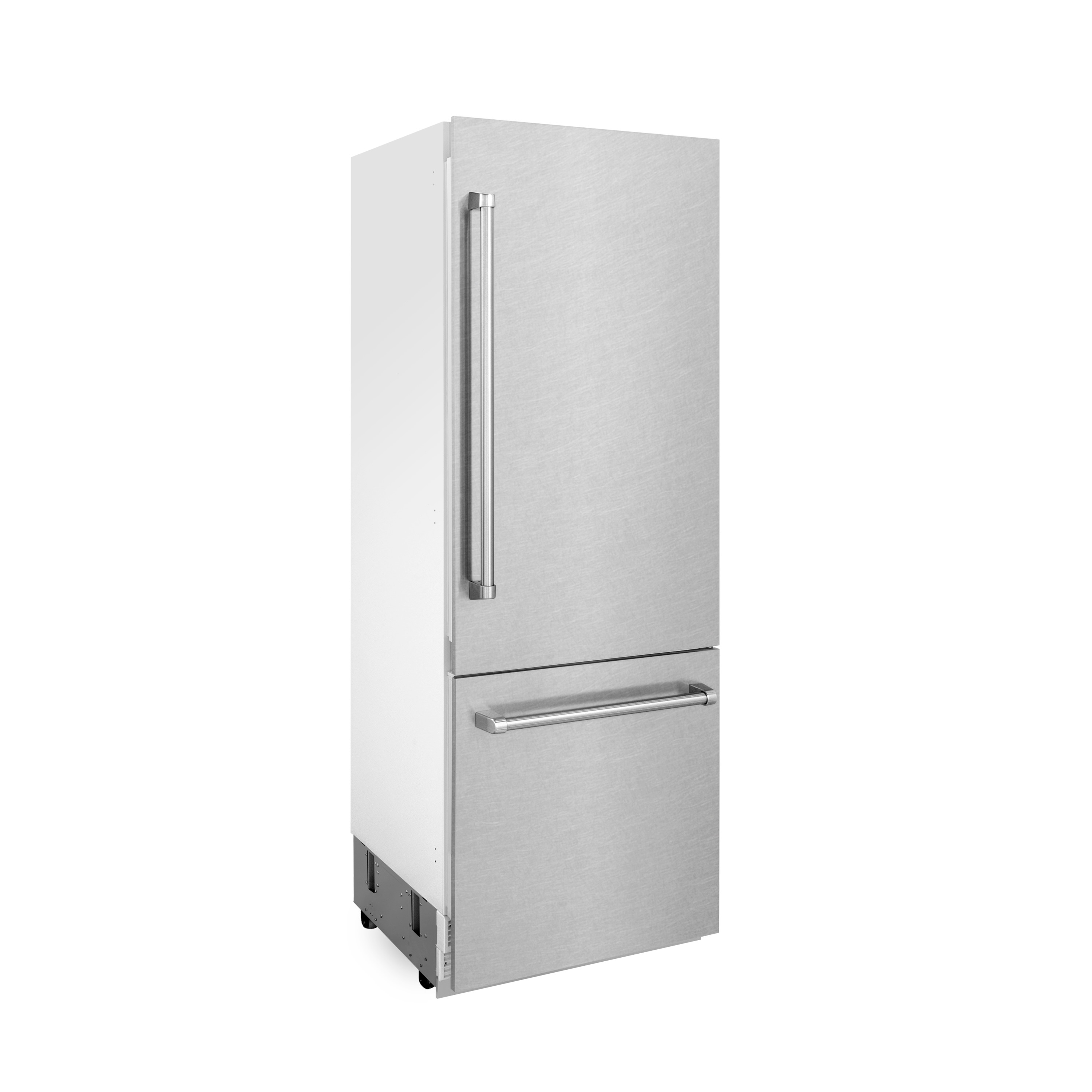 Refrigerador empotrado de fondo congelador y máquina de hielo de 16.1 pies cúbicos de acero inoxidable DuraSnow#174 certificado por ENERGY STAR de ZLINE KITCHEN & BATH (RBIV-SN-30)