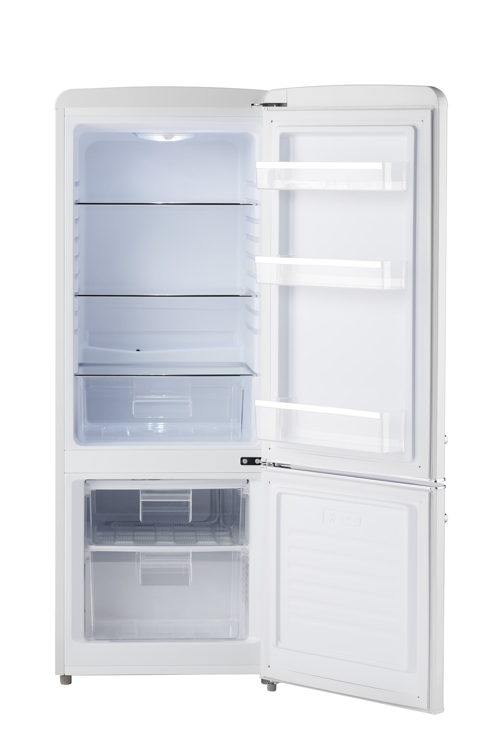 Refrigerador Retro FF1 de 7 pies cúbicos, con congelador en la parte inferior y profundidad estándar, blanco escarchado (certificado ENERGY STAR)