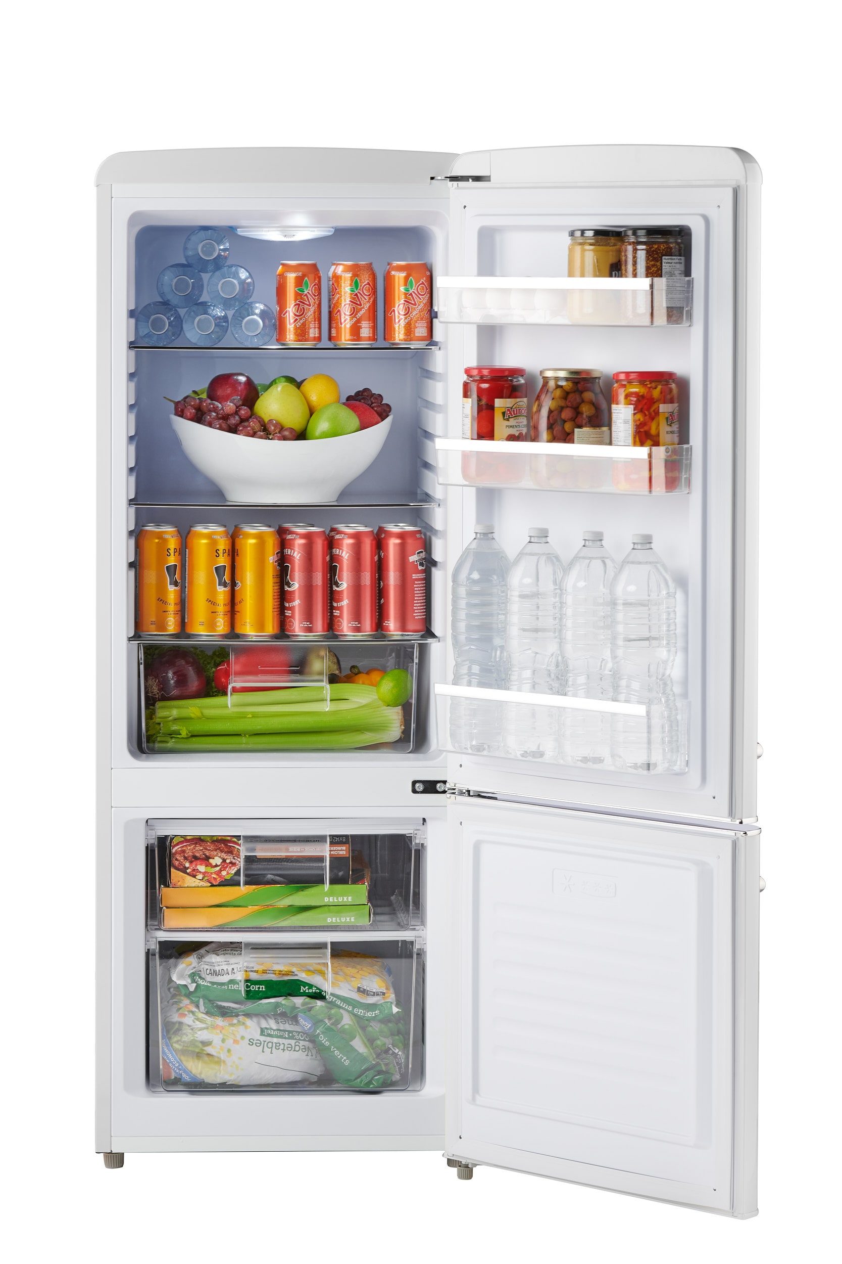 Refrigerador Retro FF1 de 7 pies cúbicos, con congelador en la parte inferior y profundidad estándar, blanco escarchado (certificado ENERGY STAR)