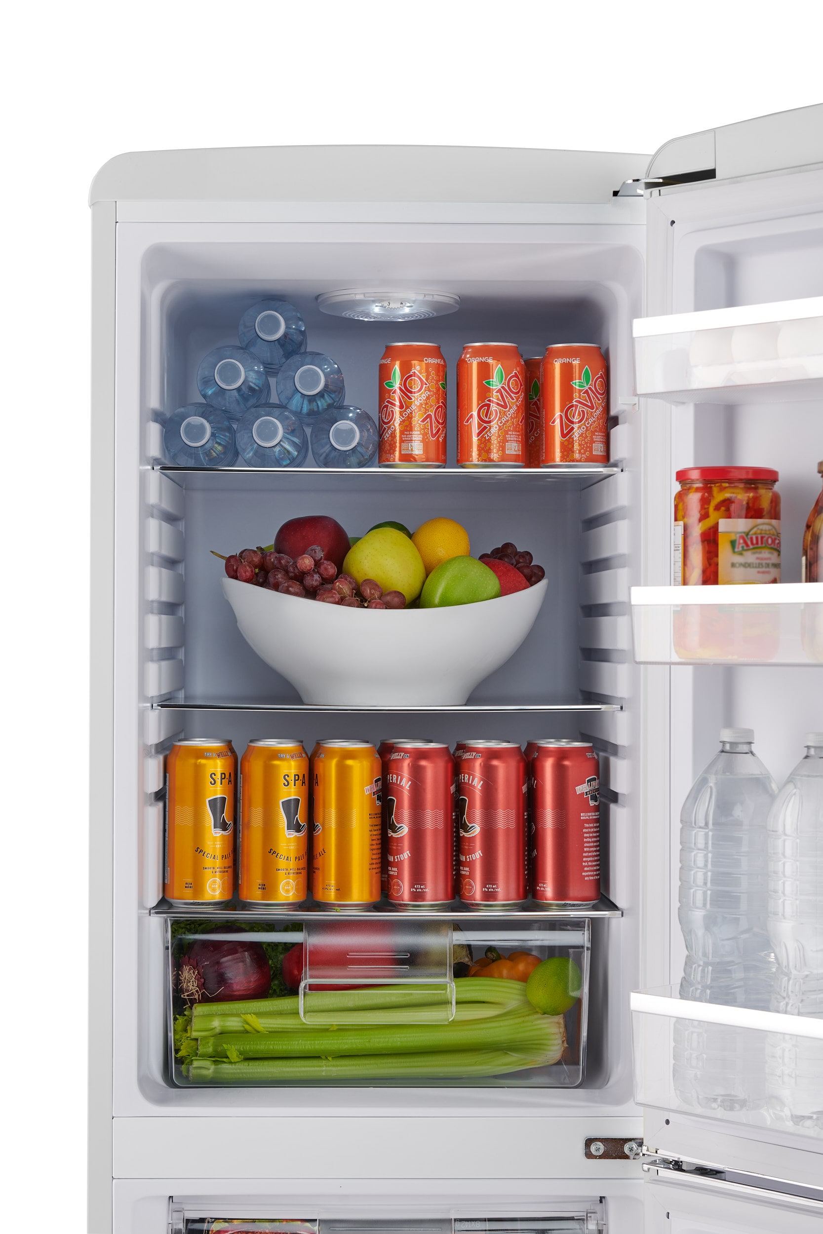 Refrigerador Retro FF1 de 7 pies cúbicos, con congelador en la parte inferior y profundidad estándar, blanco escarchado (certificado ENERGY STAR)