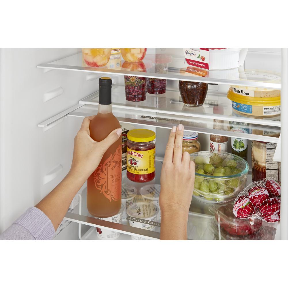 Refrigerador Whirlpool de 12.7 pies cúbicos, con congelador en la parte inferior y fabricador de hielo (Acabado en Acero Inoxidable Negro Resistente a Huellas) Listo para Garaje