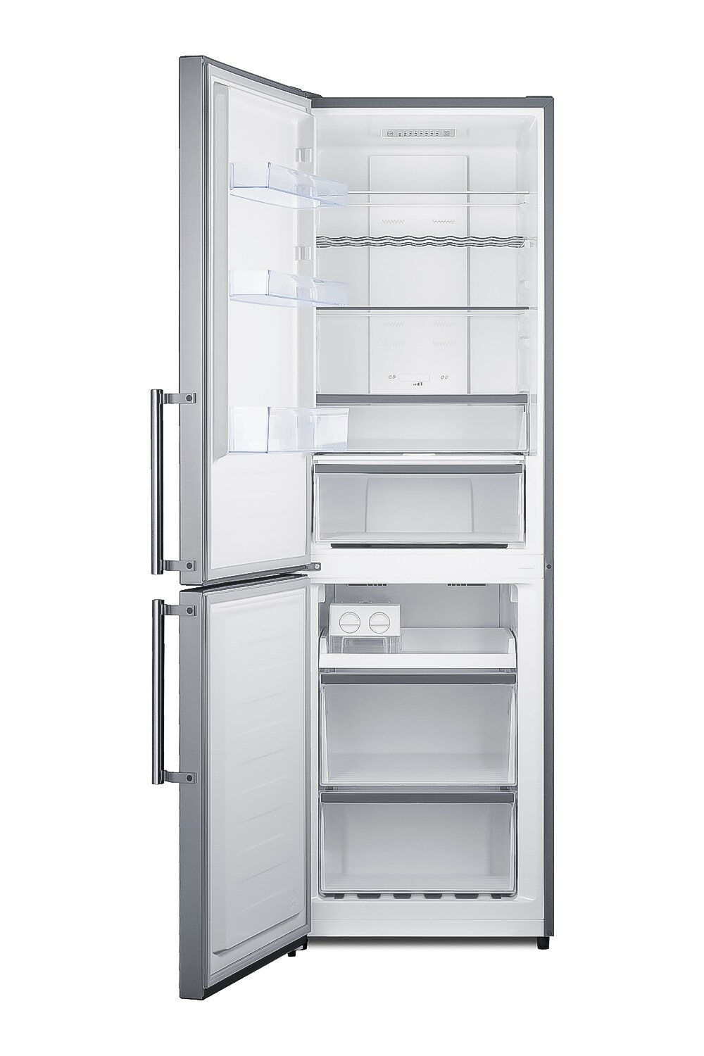 Refrigerador de fondo con congelador inferior de 11.5 pies cúbicos y profundidad de mostrador, apariencia de acero inoxidable resistente a huellas digitales (Certificado ENERGY STAR) Summit Appliance FFBF235PLLHD