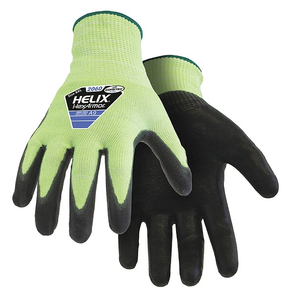 Guantes recubiertos con resistencia al corte de alta visibilidad Hexarmor, Nivel de corte A9, 13 ga, Limón, XL (10) - 2060-XL (10)