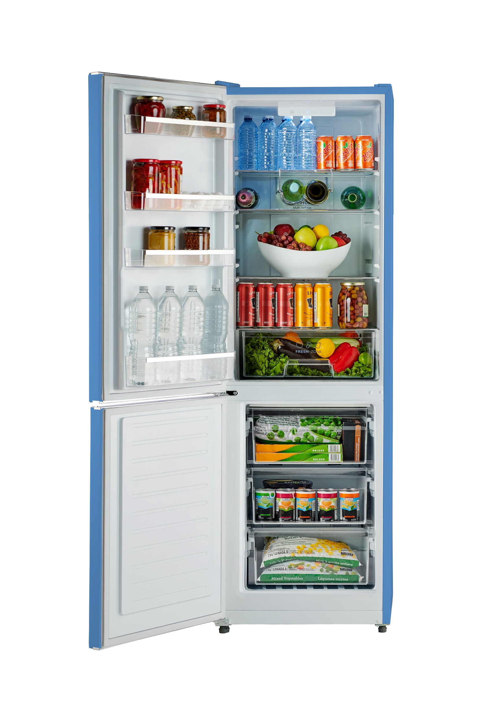 Refrigerador de fondo congelador estándar de 11 pies cúbicos en color azul claro - Certificado ENERGY STAR