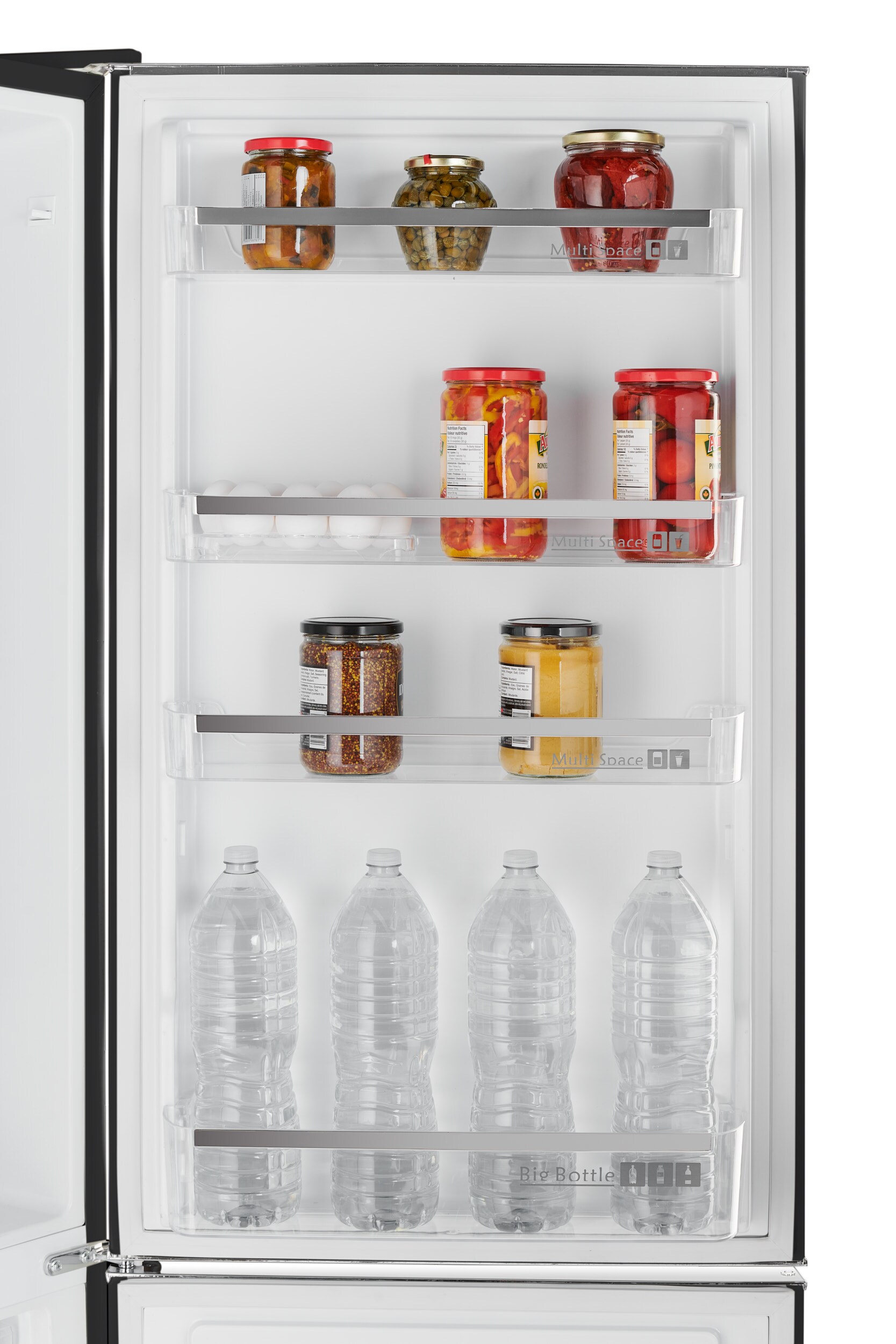 Refrigerador retro-moderno RM1 de 11 pies cúbicos con congelador inferior de profundidad estándar en color negro, certificado ENERGY STAR.