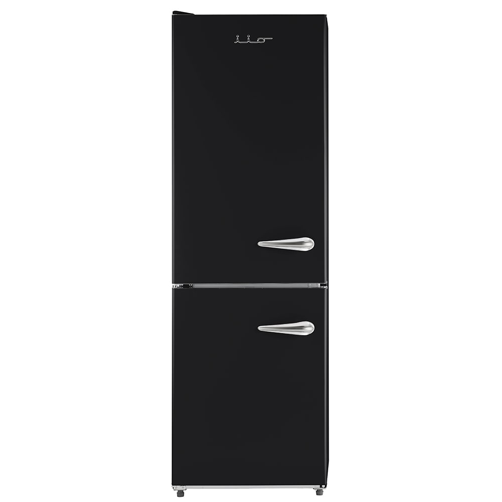 Refrigerador retro-moderno RM1 de 11 pies cúbicos con congelador inferior de profundidad estándar en color negro, certificado ENERGY STAR.