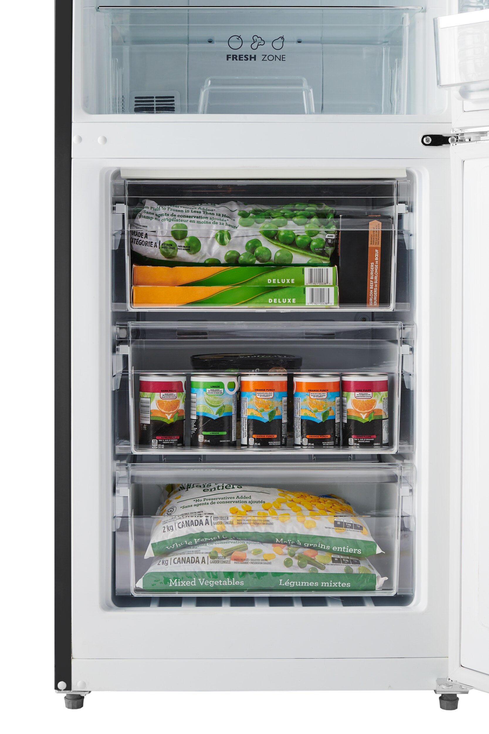 Refrigerador retro-moderno RM1 de 11 pies cúbicos con congelador inferior de profundidad estándar en color negro, certificado ENERGY STAR.