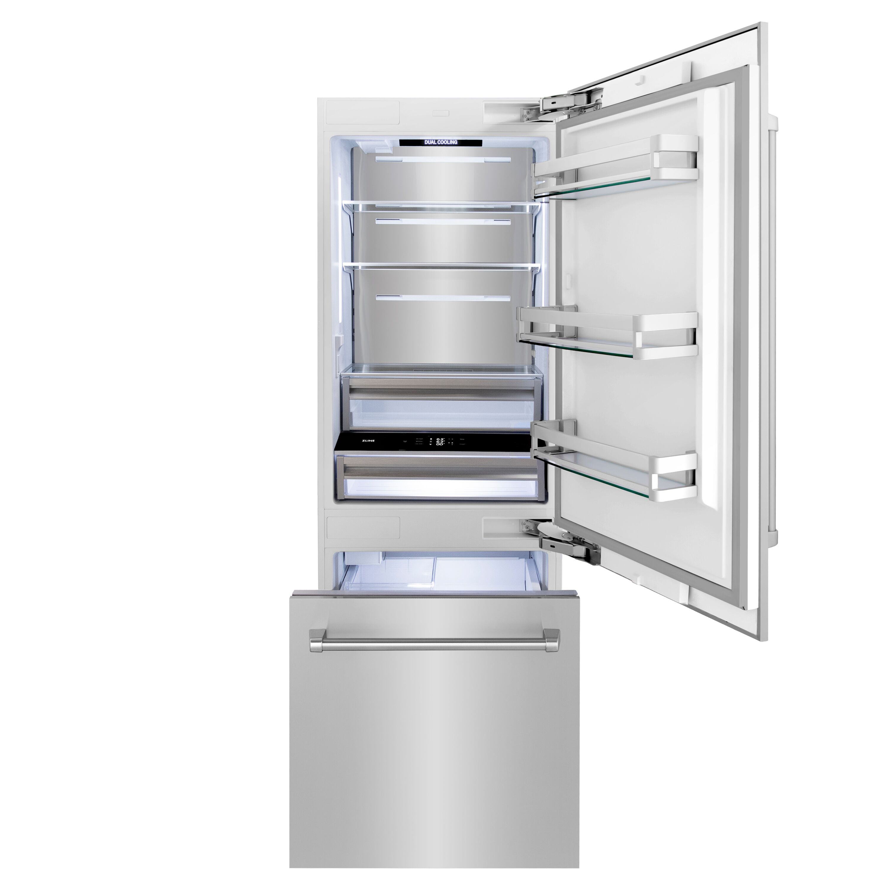 Refrigerador empotrado de fondo congelador de 16.1 pies cúbicos con fábrica de hielo (acero inoxidable) certificado por ENERGY STAR