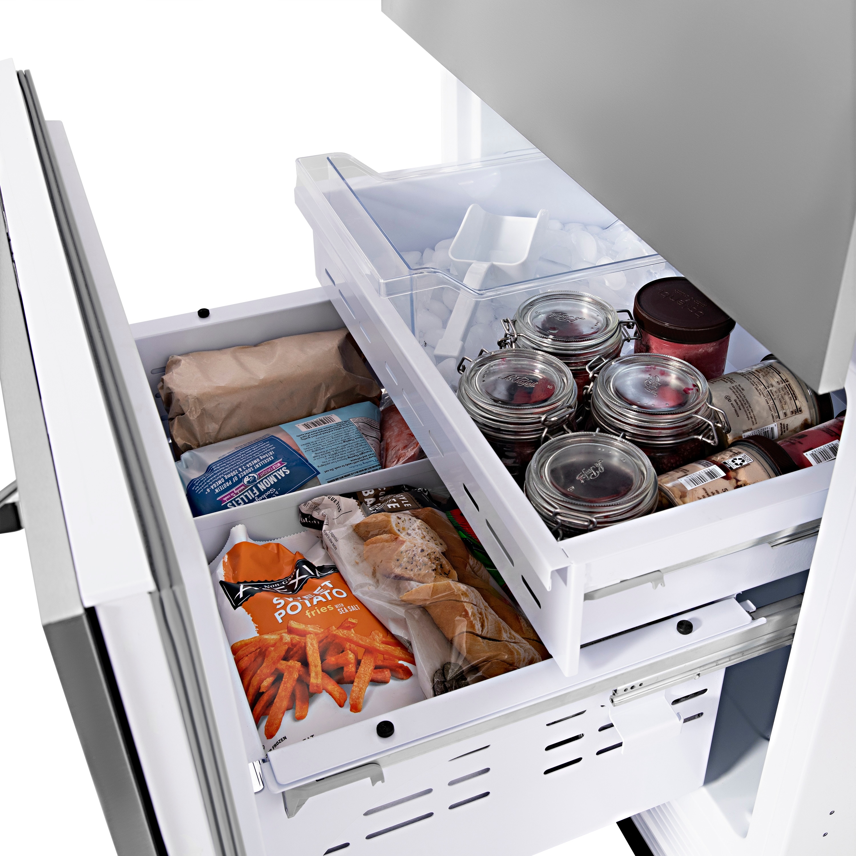 Refrigerador empotrado de fondo congelador de 16.1 pies cúbicos con fábrica de hielo (acero inoxidable) certificado por ENERGY STAR
