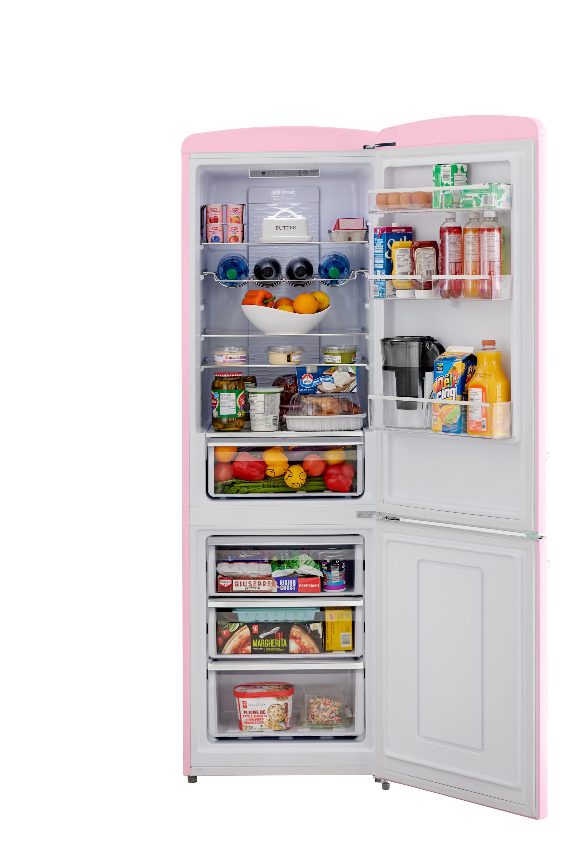 Refrigerador de fondo congelador estándar de 12 pies cúbicos color rosa listo para el garaje certificado ENERGY STAR (IIO-2412RP-R)