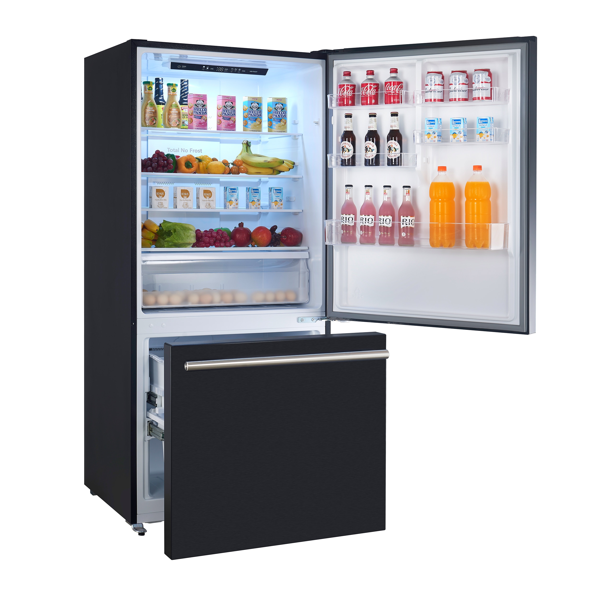 Refrigerador de fondo congelador de estilo italiano FORNO Milano Espresso de 17.2 pies cúbicos en color negro con certificación ENERGY STAR FFFFD1785-31BLK