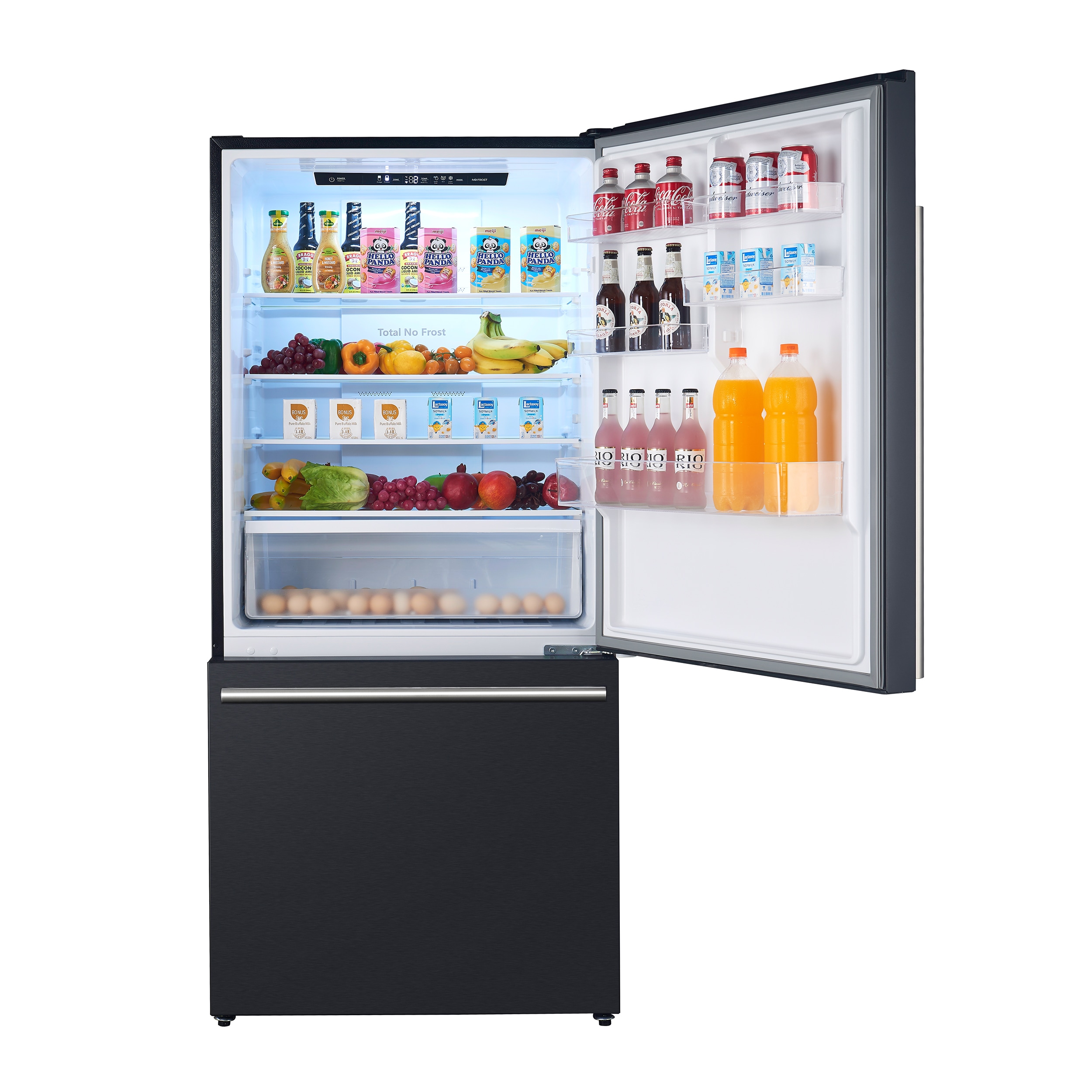 Refrigerador de fondo congelador de estilo italiano FORNO Milano Espresso de 17.2 pies cúbicos en color negro con certificación ENERGY STAR FFFFD1785-31BLK
