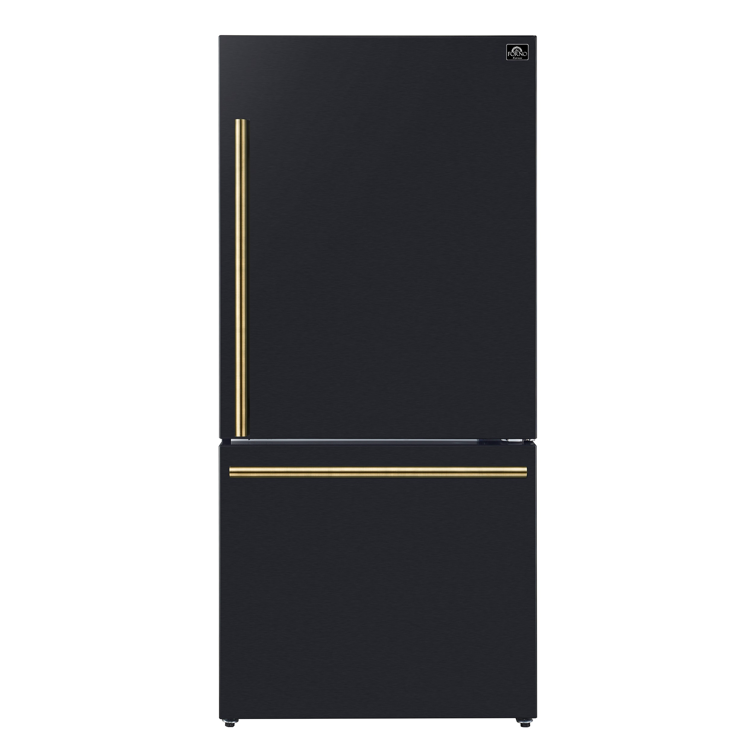 Refrigerador de fondo congelador de estilo italiano FORNO Milano Espresso de 17.2 pies cúbicos en color negro con certificación ENERGY STAR FFFFD1785-31BLK