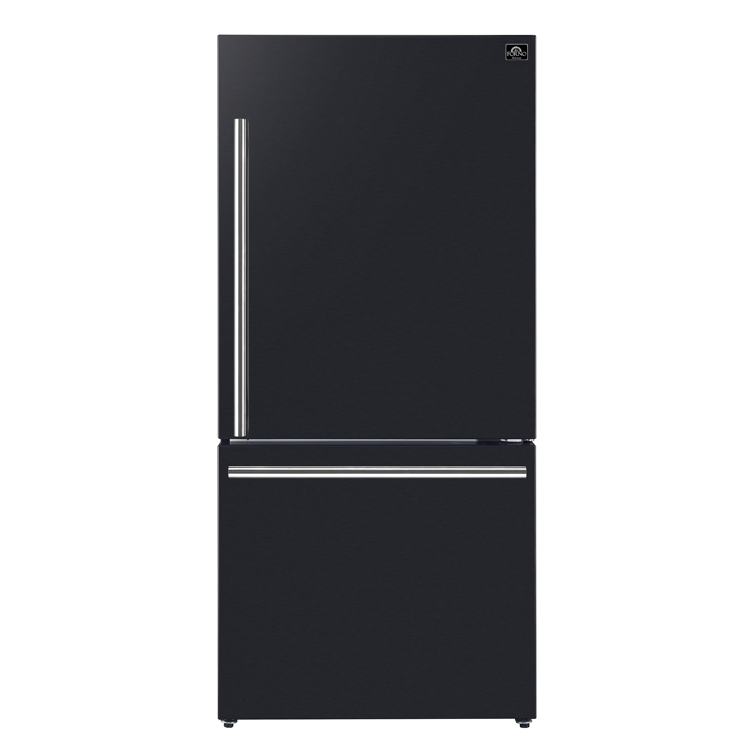 Refrigerador de fondo congelador de estilo italiano FORNO Milano Espresso de 17.2 pies cúbicos en color negro con certificación ENERGY STAR FFFFD1785-31BLK