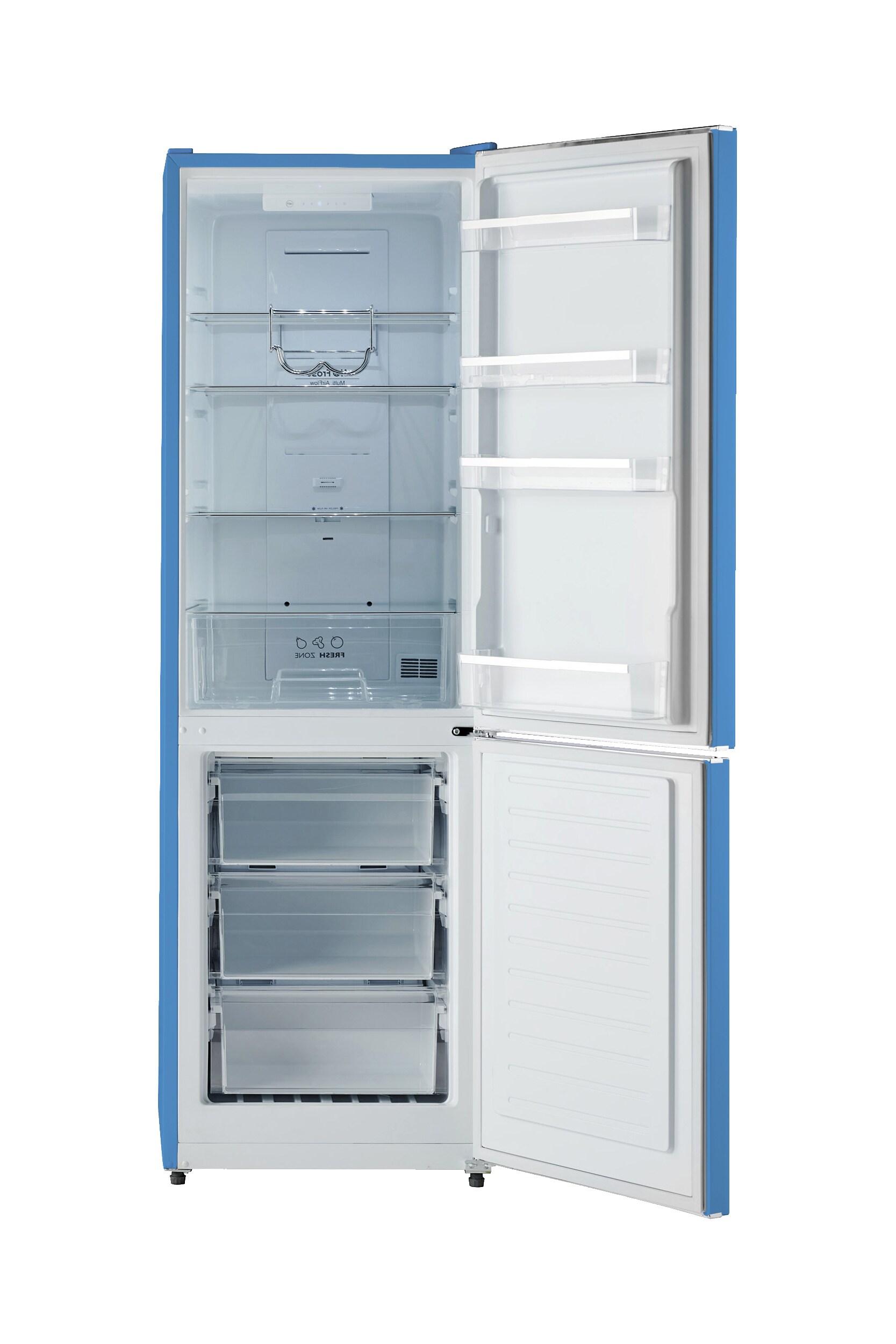 Refrigerador Retro-Mod RM1 de 11 pies cúbicos de profundidad estándar con congelador inferior color azul claro certificado ENERGY STAR ALBR1372LB-R