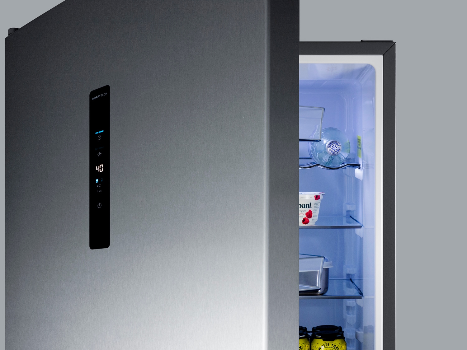 Refrigerador Summit de 11.7 pies cúbicos con congelador en la parte inferior y profundidad de mostrador, puertas de acero inoxidable y gabinete gris (certificado ENERGY STAR) FFBF181ES2LHD