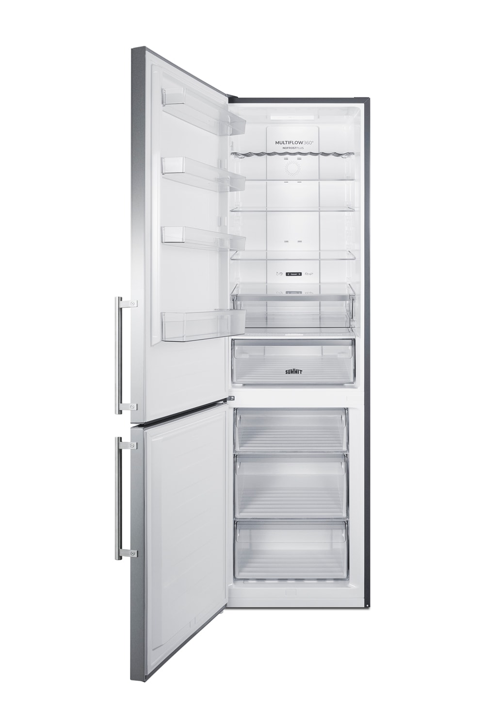 Refrigerador Summit de 11.7 pies cúbicos con congelador en la parte inferior y profundidad de mostrador, puertas de acero inoxidable y gabinete gris (certificado ENERGY STAR) FFBF181ES2LHD