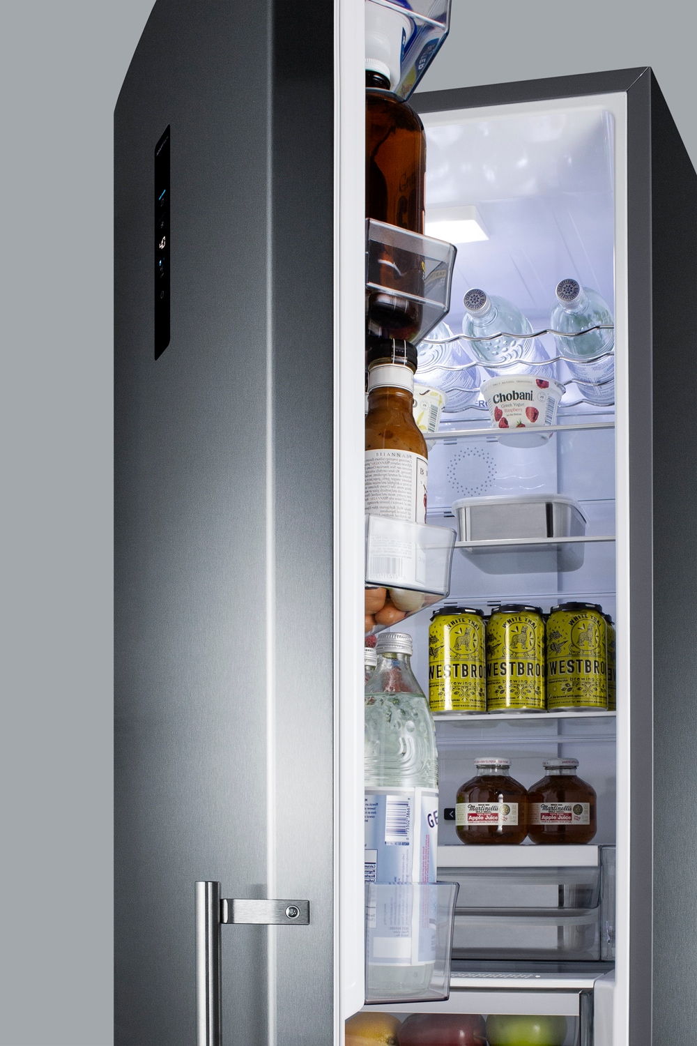 Refrigerador Summit de 11.7 pies cúbicos con congelador en la parte inferior y profundidad de mostrador, puertas de acero inoxidable y gabinete gris (certificado ENERGY STAR) FFBF181ES2LHD