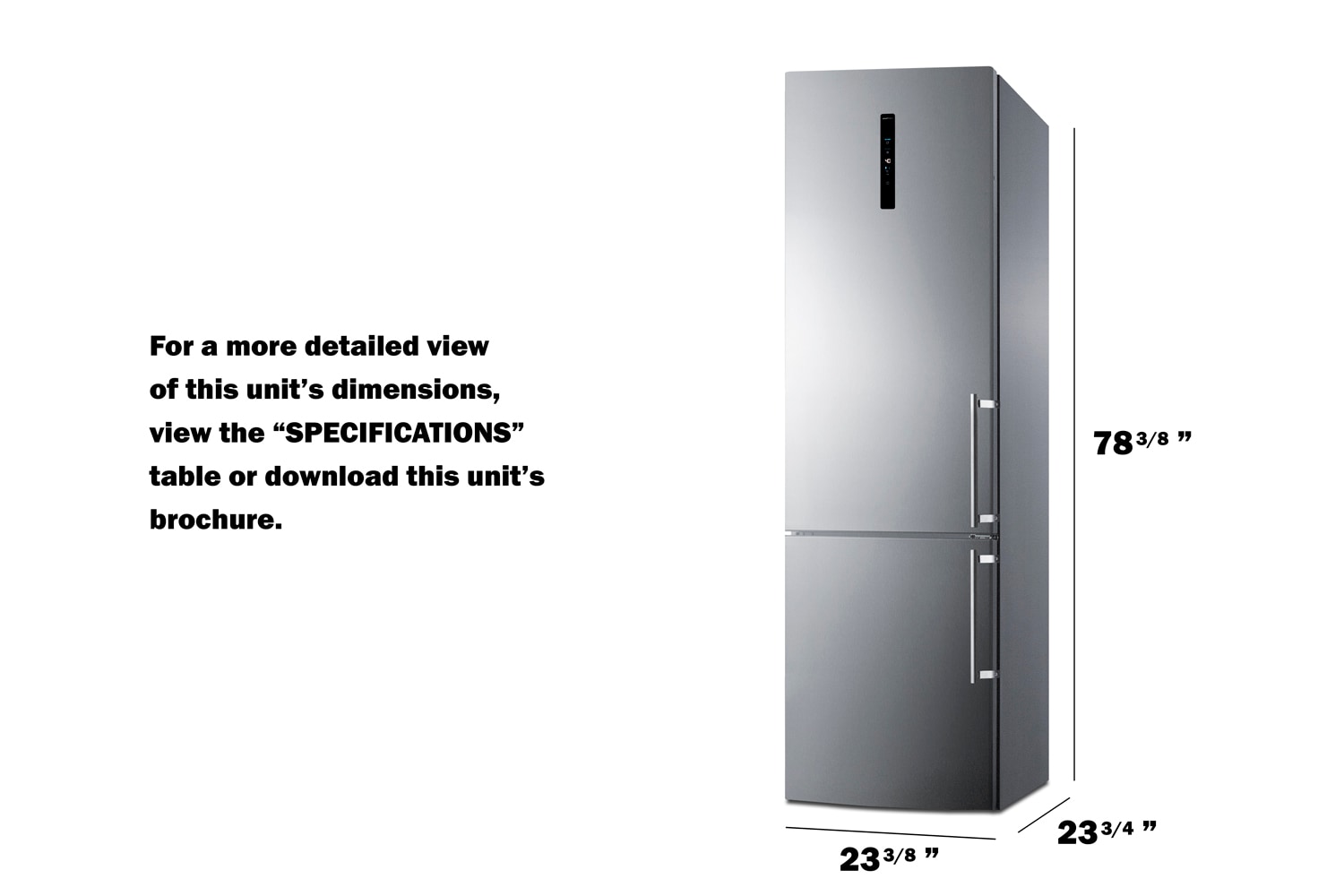 Refrigerador Summit de 11.7 pies cúbicos con congelador en la parte inferior y profundidad de mostrador, puertas de acero inoxidable y gabinete gris (certificado ENERGY STAR) FFBF181ES2LHD