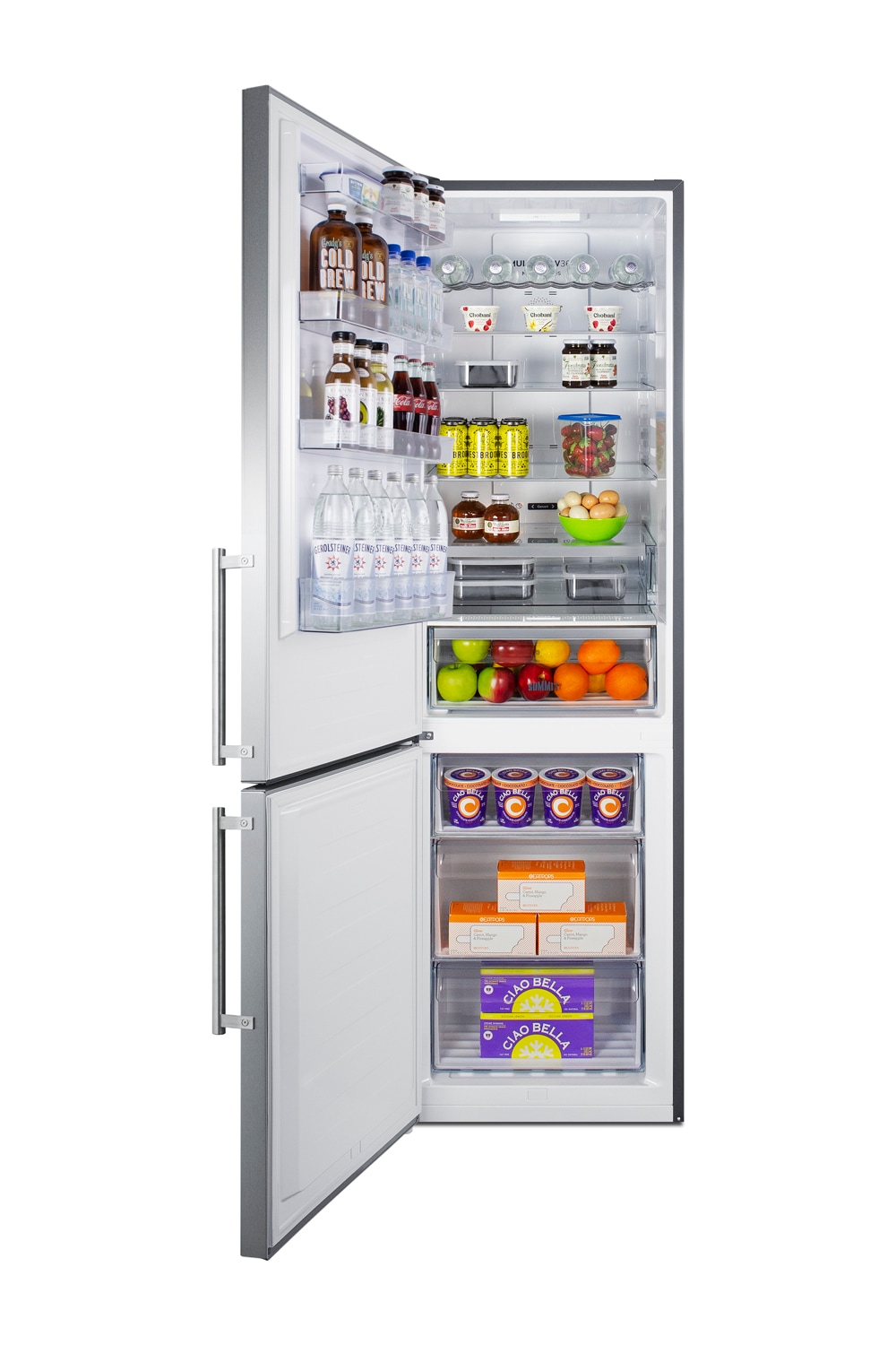 Refrigerador Summit de 11.7 pies cúbicos con congelador en la parte inferior y profundidad de mostrador, puertas de acero inoxidable y gabinete gris (certificado ENERGY STAR) FFBF181ES2LHD