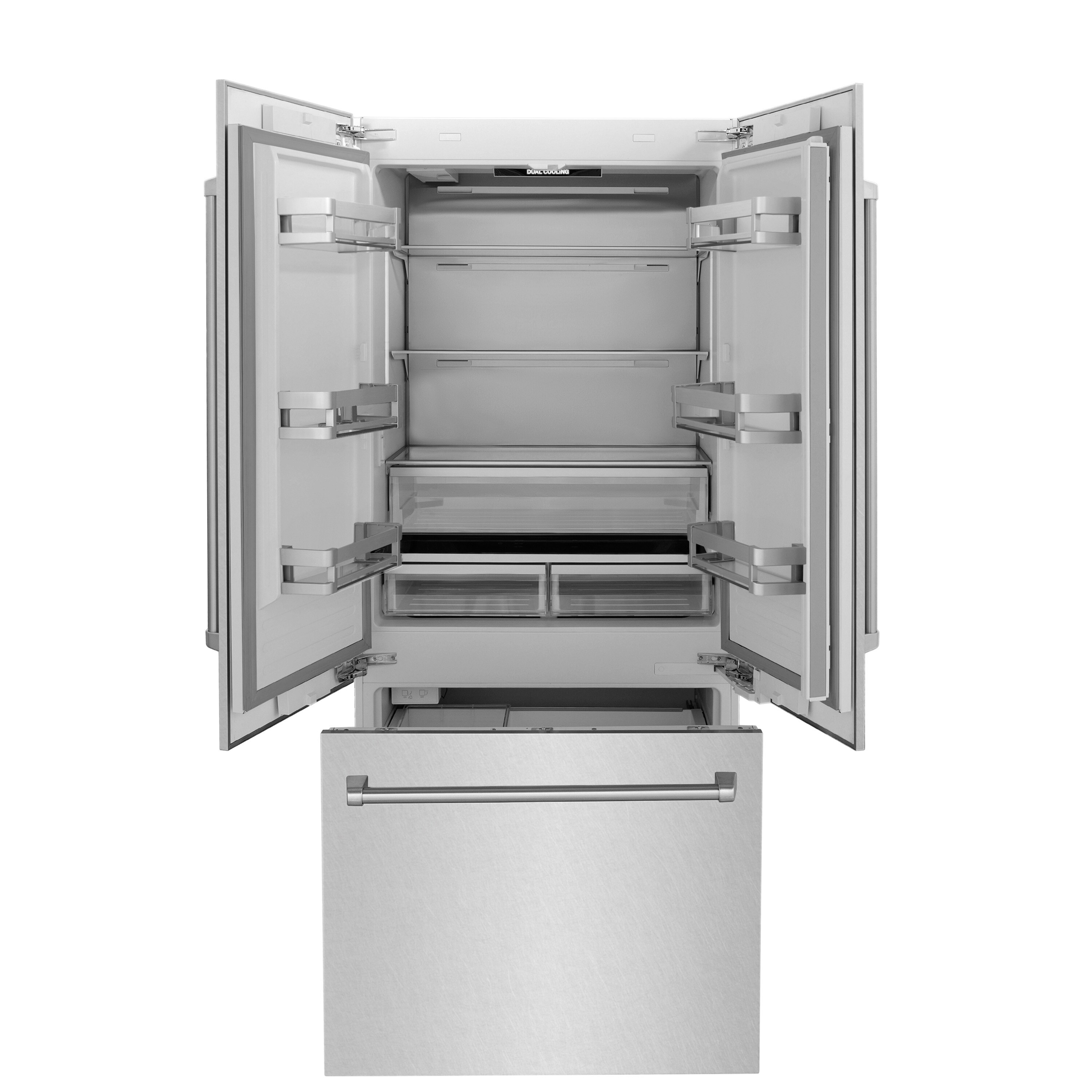 Refrigerador Empotrado con Congelador Inferior y Fabricador de Hielo de Acero Inoxidable Resistente a las Huellas Dactilares de 19.6 pies cúbicos de ZLINE KITCHEN & BATH, Certificado ENERGY STAR RBIV-SN-36