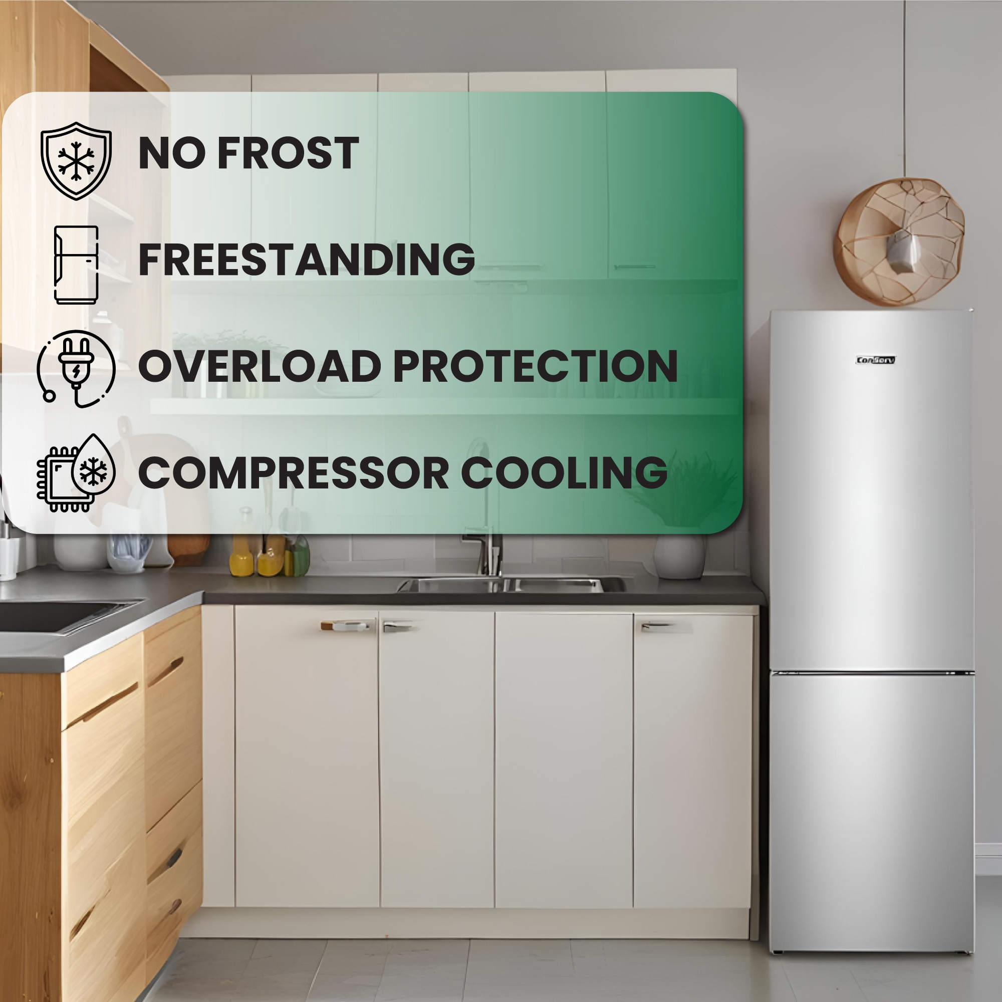 Refrigerador de acero inoxidable con congelador en la parte inferior de 11.50 pies cúbicos de profundidad estándar, certificado ENERGY STAR MDRF376-1150 de Equator Advanced Appliances