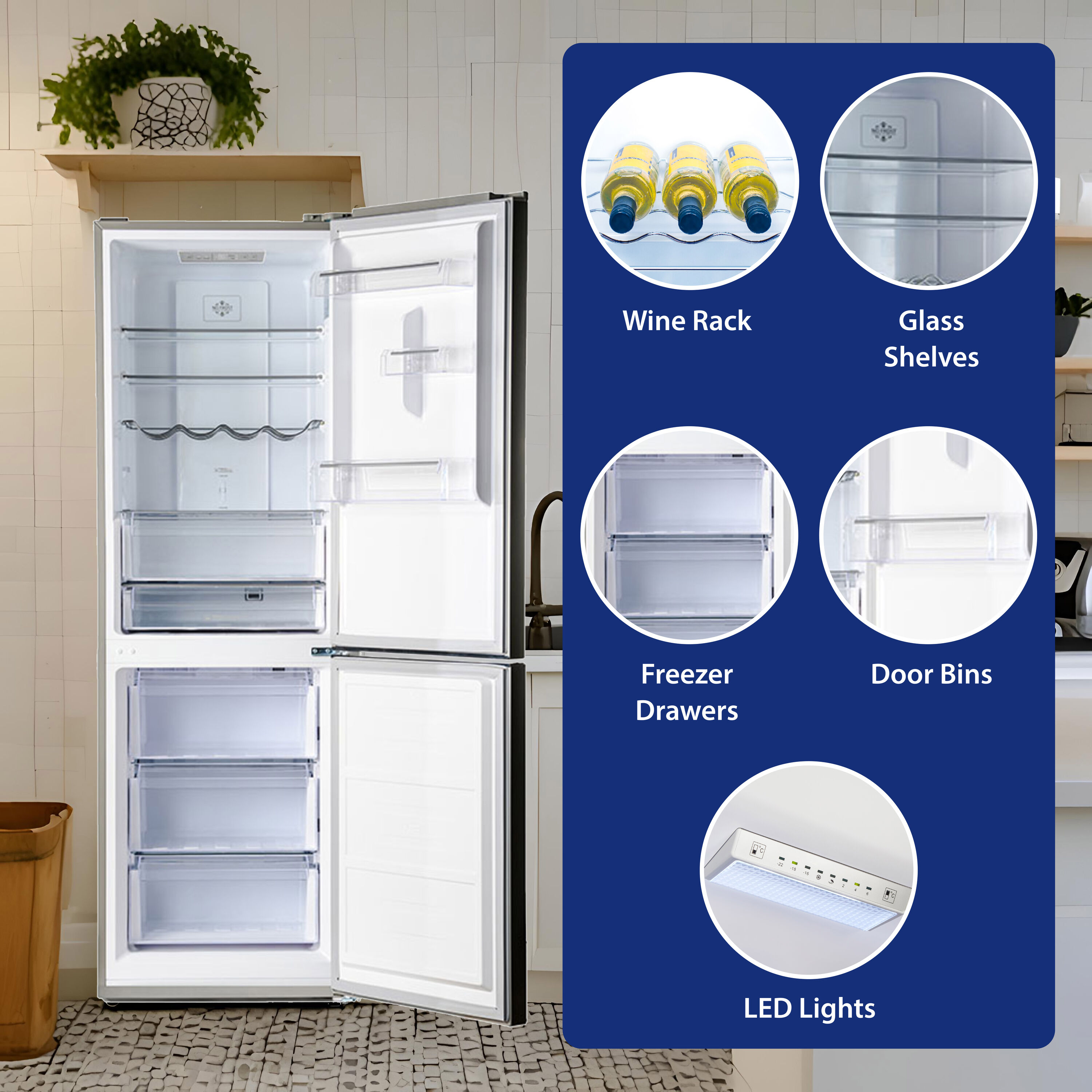 Refrigerador de acero inoxidable con congelador en la parte inferior de 11.50 pies cúbicos de profundidad estándar, certificado ENERGY STAR MDRF376-1150 de Equator Advanced Appliances
