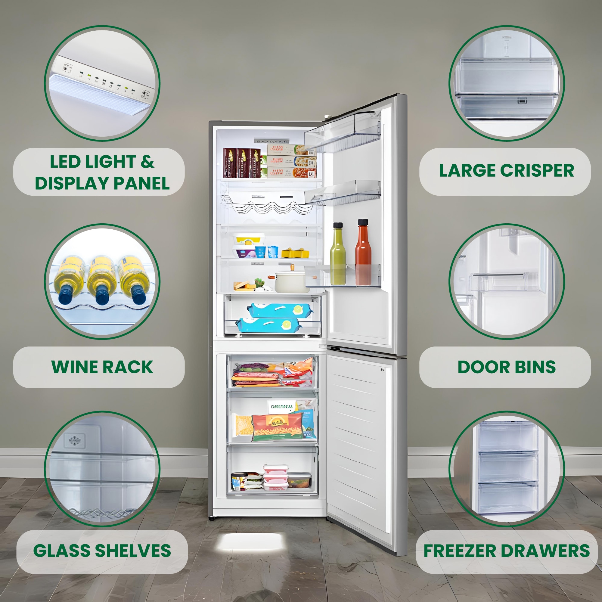 Refrigerador de acero inoxidable con congelador en la parte inferior de 11.50 pies cúbicos de profundidad estándar, certificado ENERGY STAR MDRF376-1150 de Equator Advanced Appliances