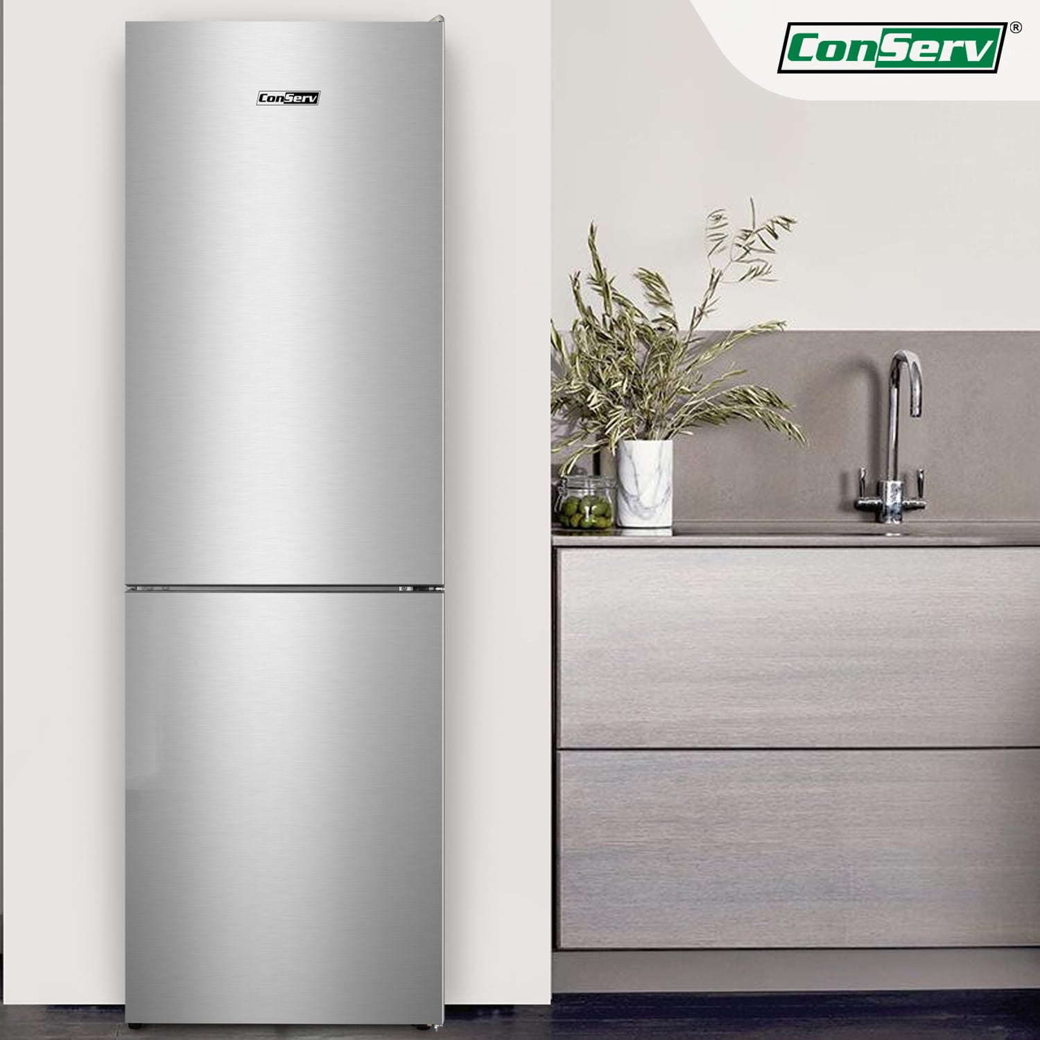 Refrigerador de acero inoxidable con congelador en la parte inferior de 11.50 pies cúbicos de profundidad estándar, certificado ENERGY STAR MDRF376-1150 de Equator Advanced Appliances