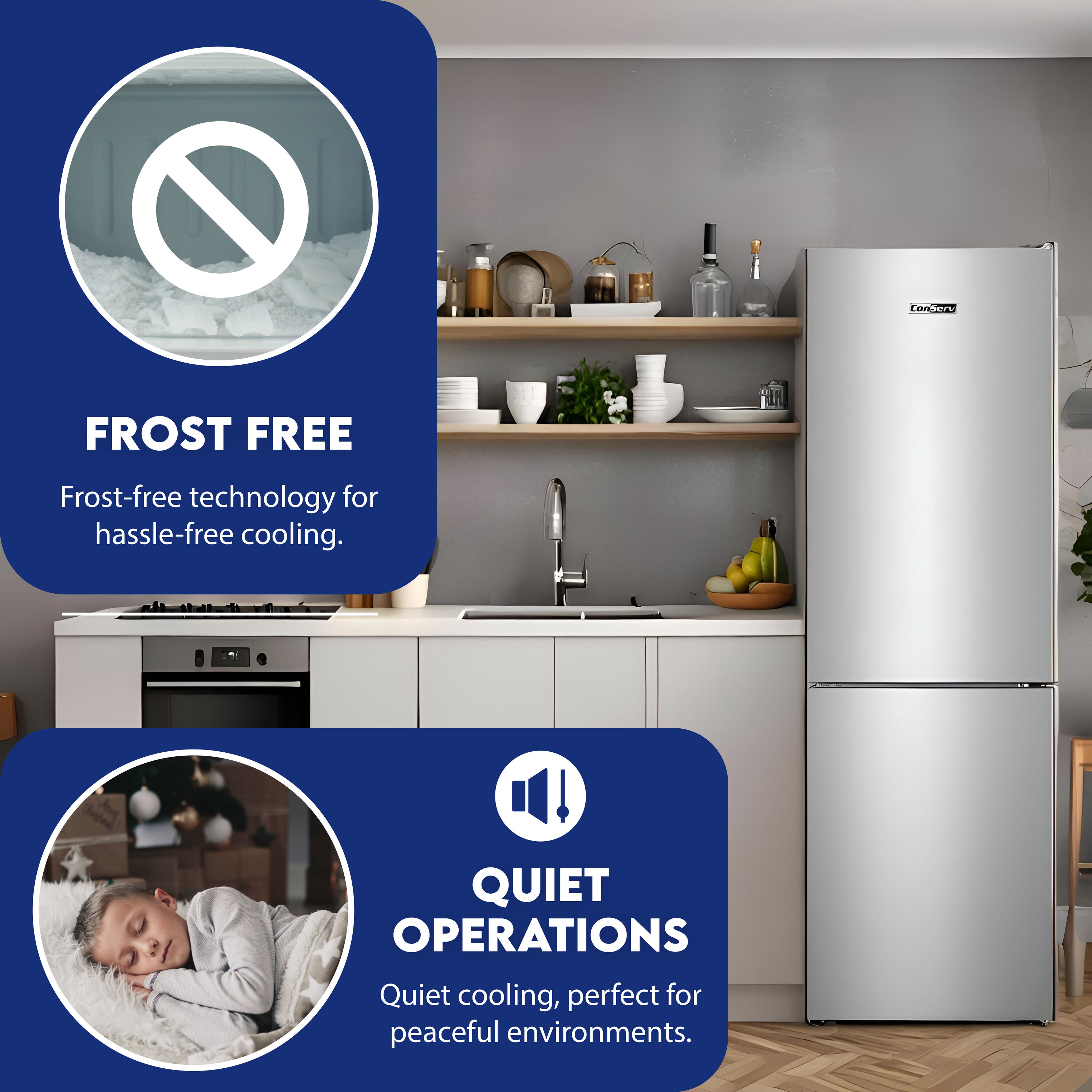 Refrigerador de acero inoxidable con congelador en la parte inferior de 11.50 pies cúbicos de profundidad estándar, certificado ENERGY STAR MDRF376-1150 de Equator Advanced Appliances