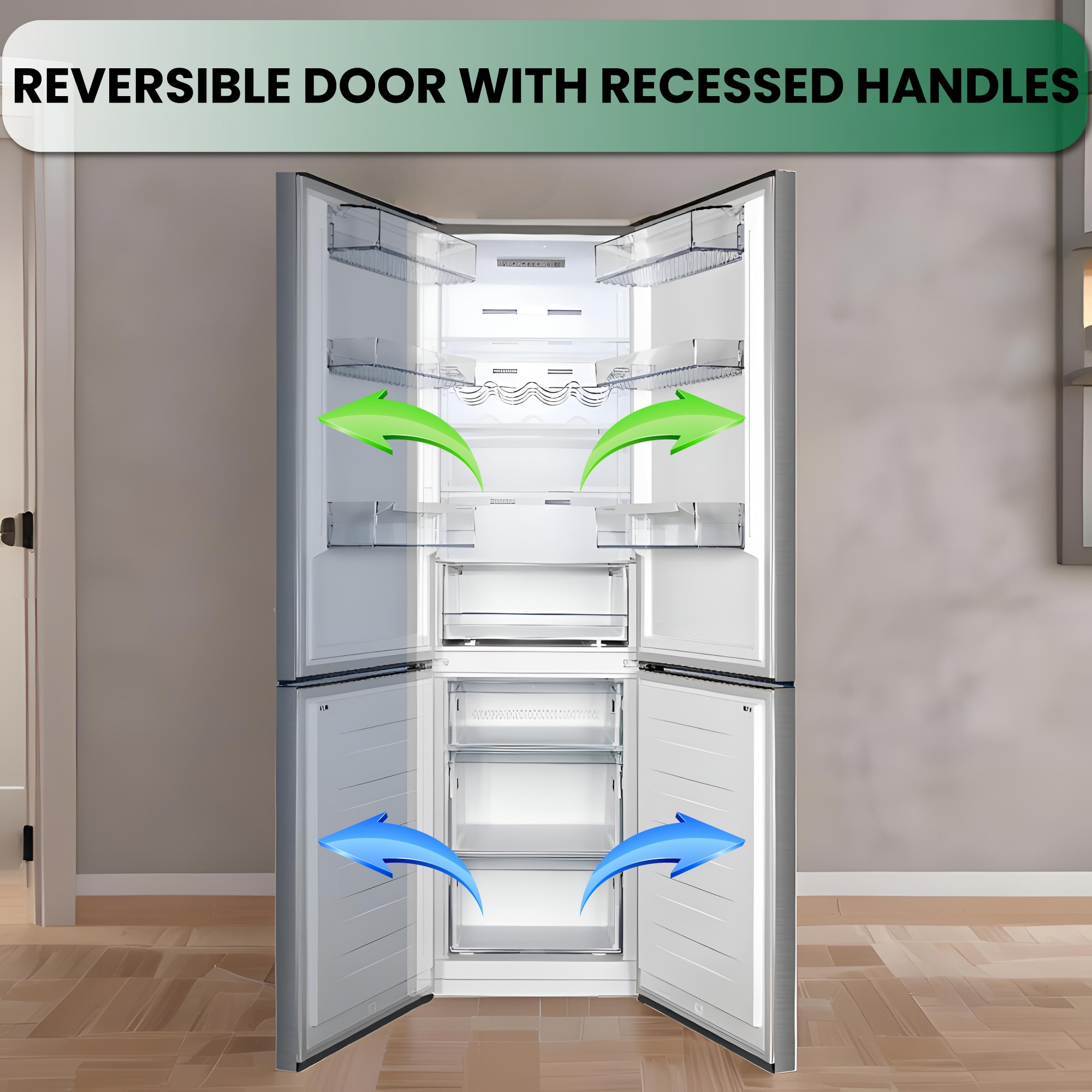 Refrigerador de acero inoxidable con congelador en la parte inferior de 11.50 pies cúbicos de profundidad estándar, certificado ENERGY STAR MDRF376-1150 de Equator Advanced Appliances