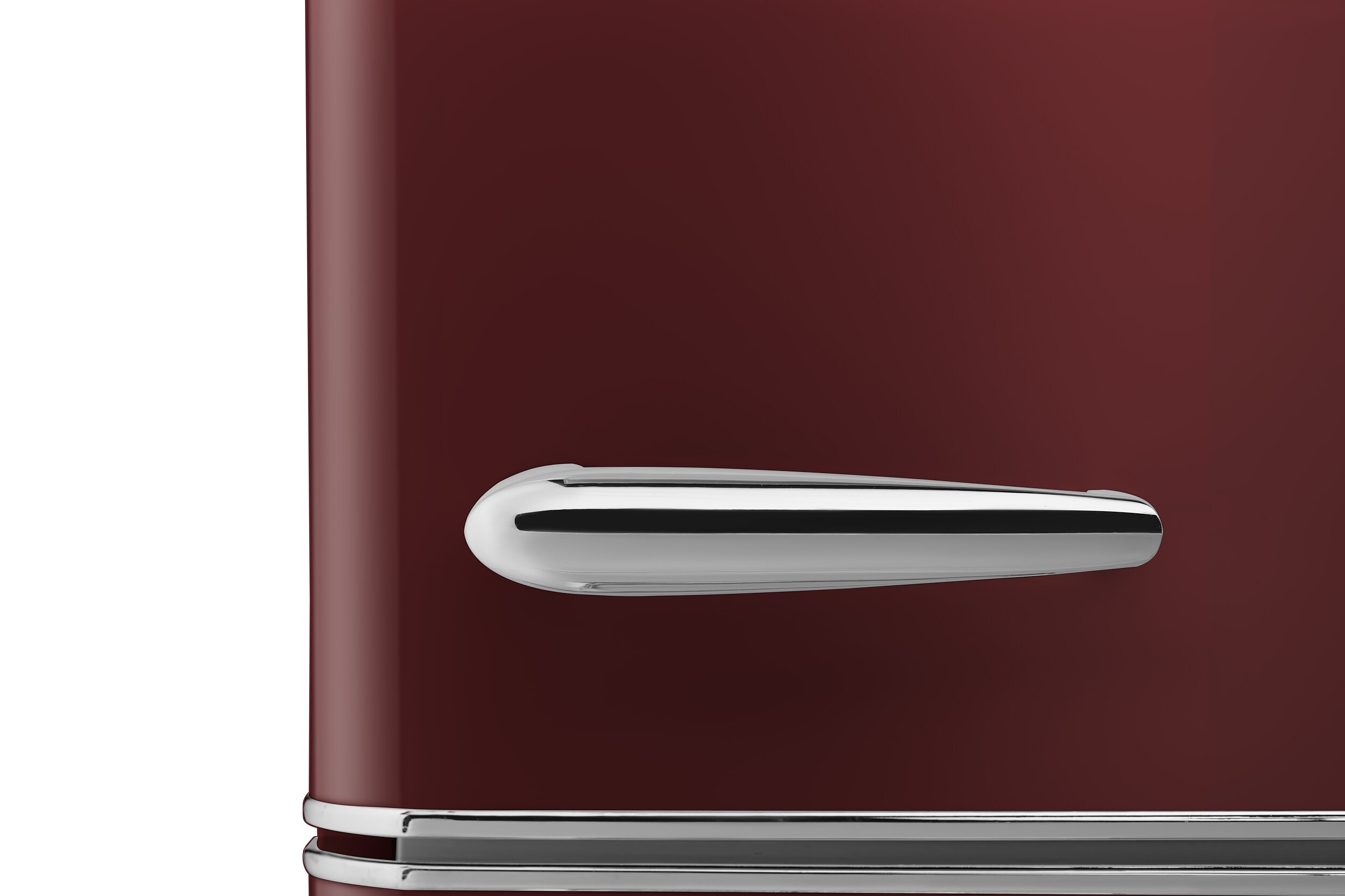 Refrigerador Retro FF1 de 7 pies cúbicos con congelador en la parte inferior de profundidad estándar color vino rojo, certificado ENERGY STAR