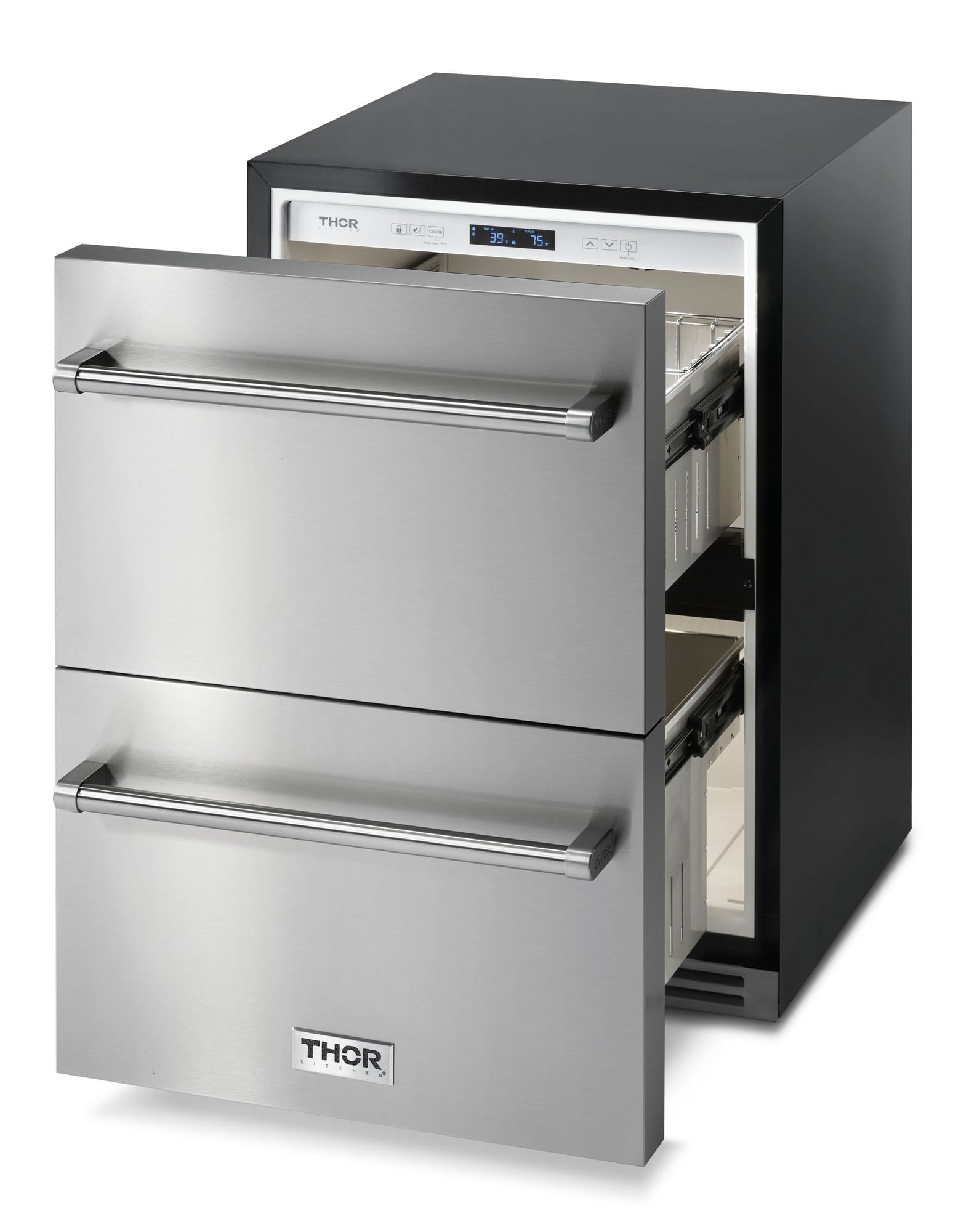 Refrigerador de cajón empotrable o de pie de 24 pulgadas con 2 cajones, de acero inoxidable