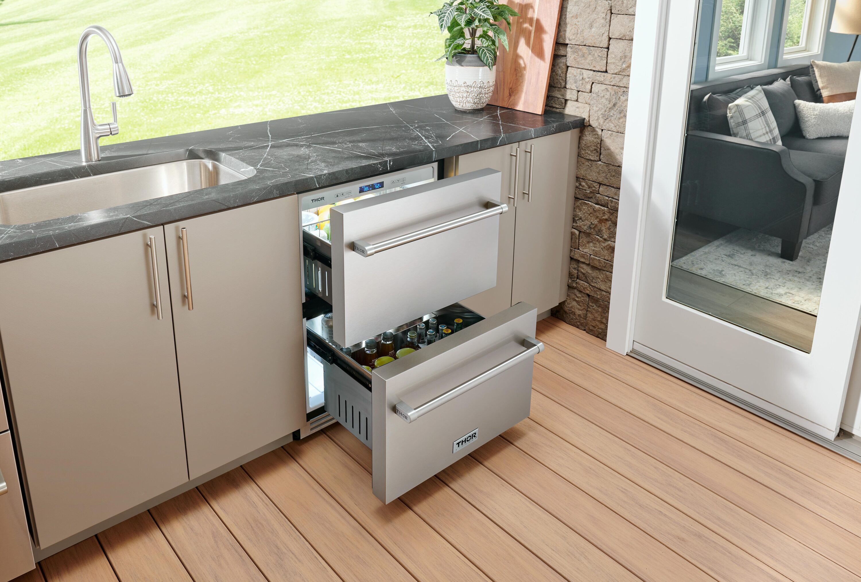 Refrigerador de cajón empotrable o de pie de 24 pulgadas con 2 cajones, de acero inoxidable