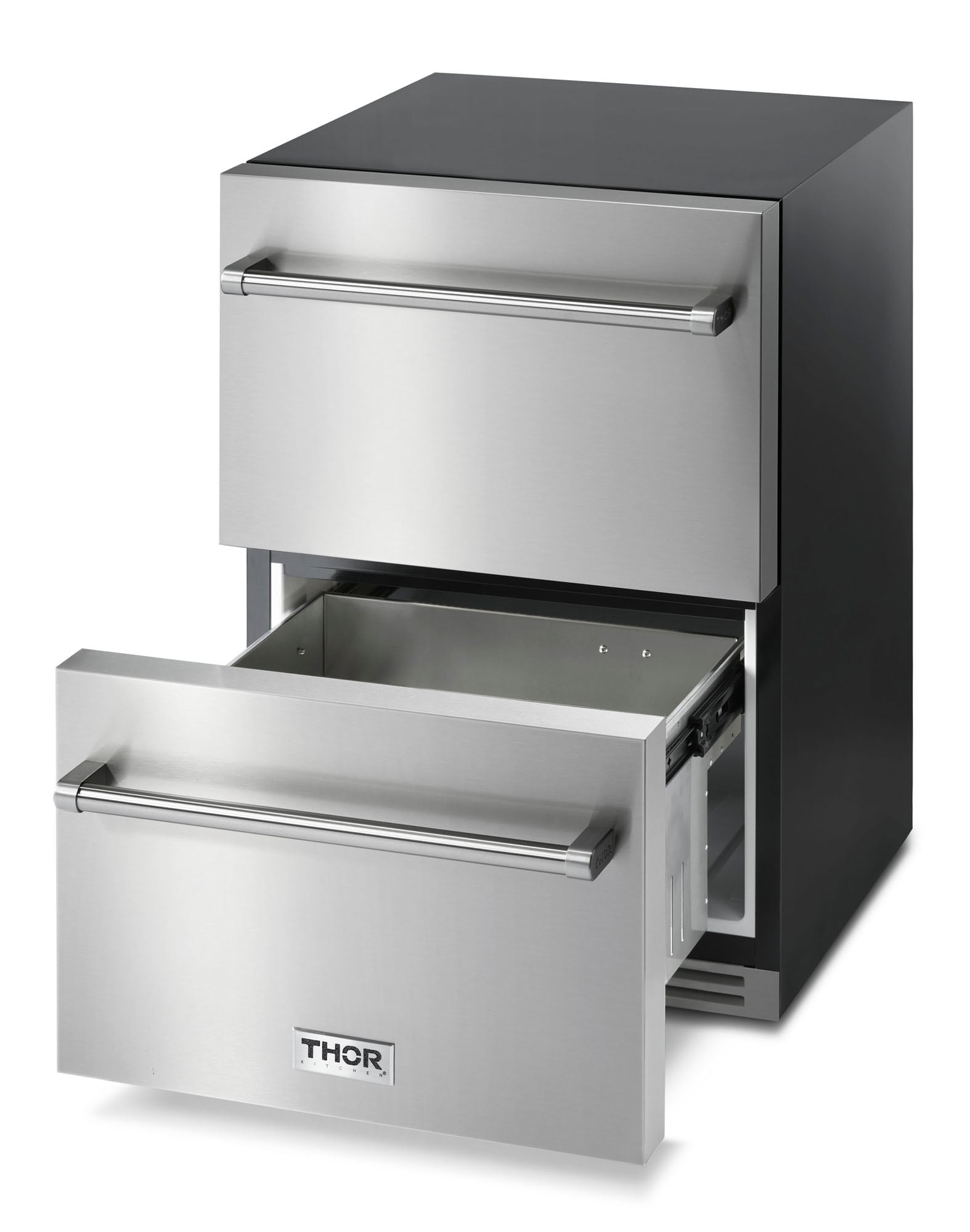 Refrigerador de cajón empotrable o de pie de 24 pulgadas con 2 cajones, de acero inoxidable