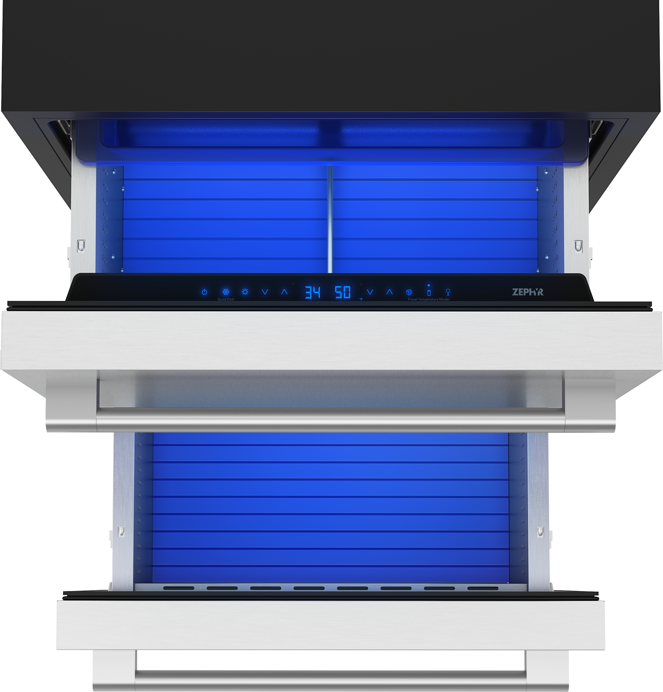 Refrigerador empotrado de 24 pulgadas de doble zona con 2 cajones Zephyr Presrv (Acero inoxidable)