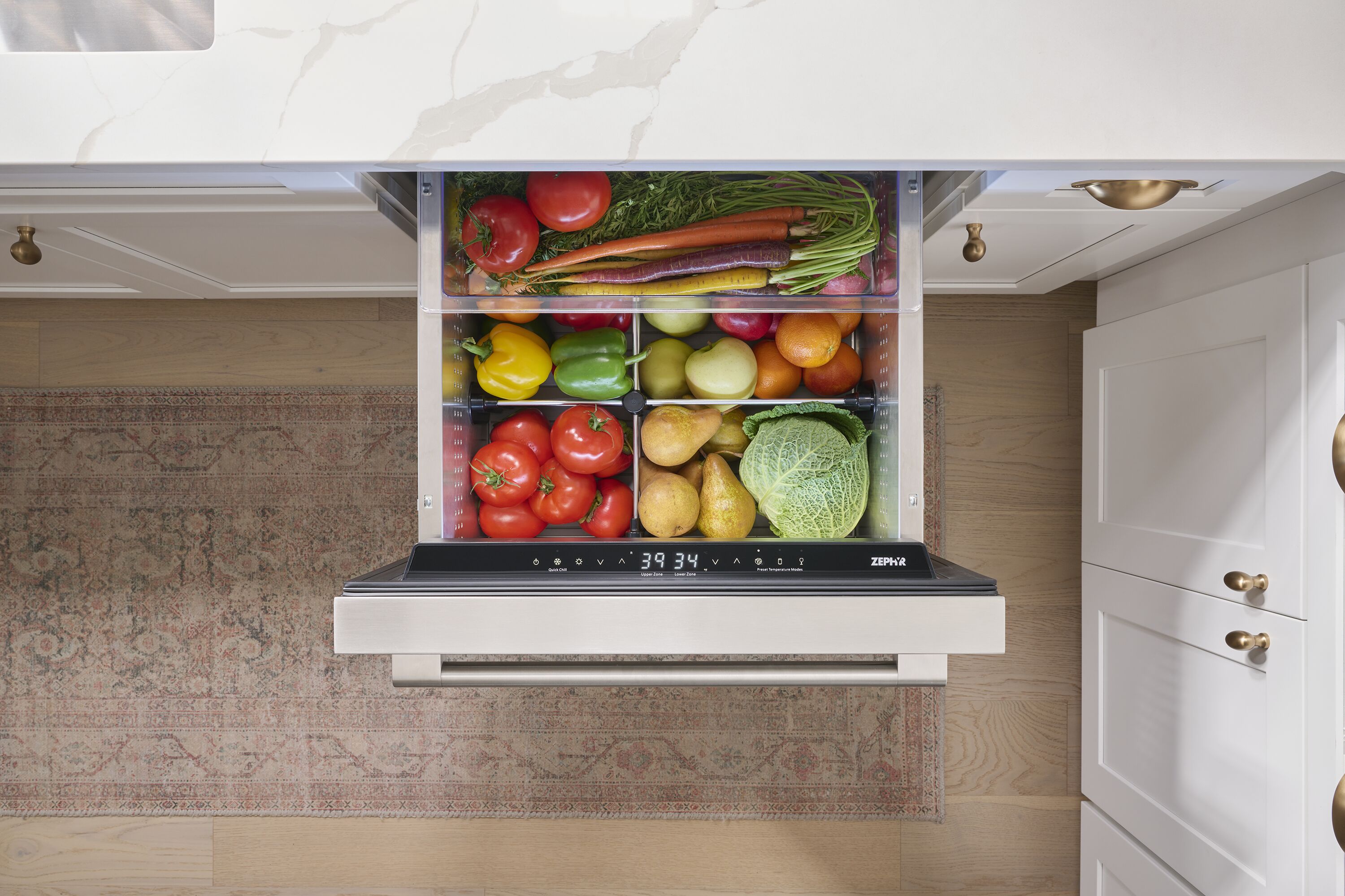 Refrigerador empotrado de 24 pulgadas de doble zona con 2 cajones Zephyr Presrv (Acero inoxidable)