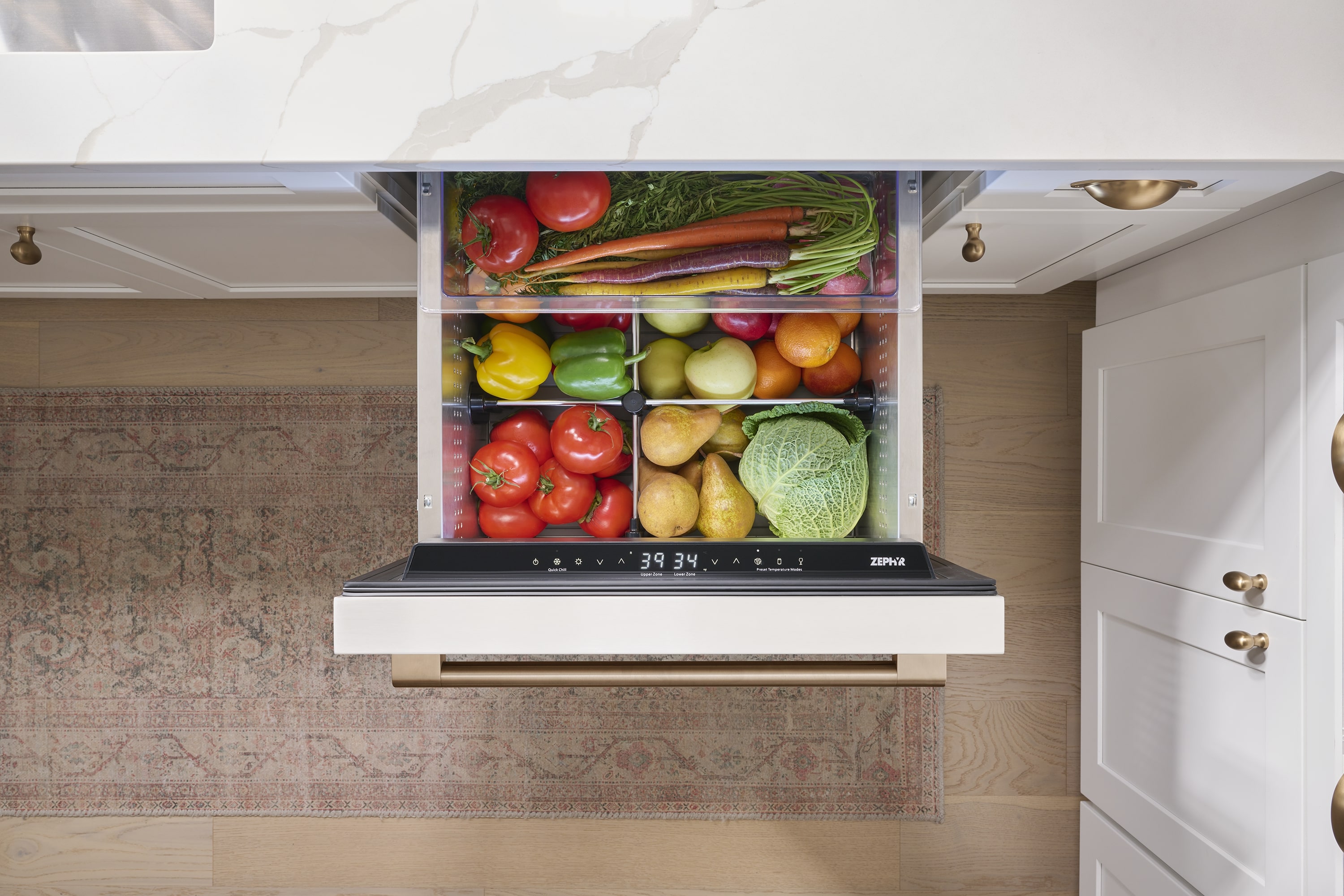Refrigerador empotrable de 2 cajones de doble zona de 24 pulgadas Zephyr Presrv (Listo para paneles)
