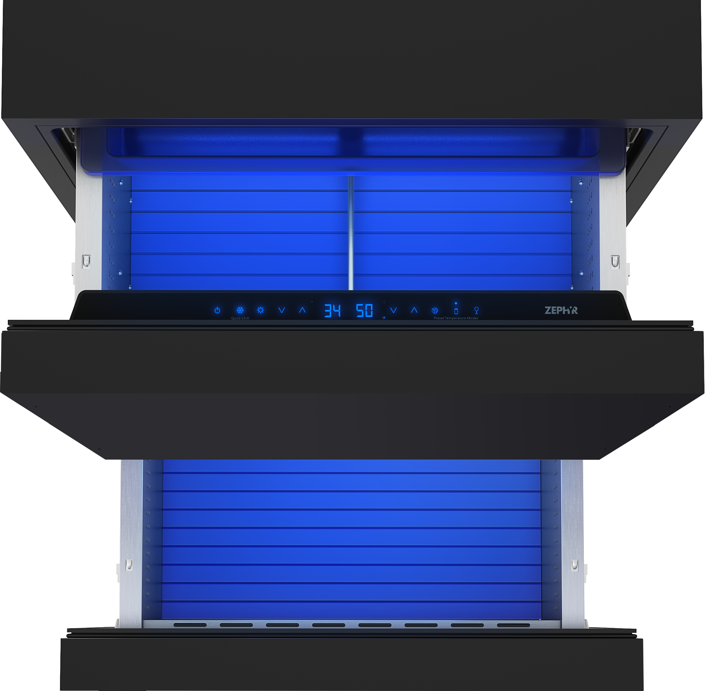 Refrigerador empotrable de 2 cajones de doble zona de 24 pulgadas Zephyr Presrv (Listo para paneles)