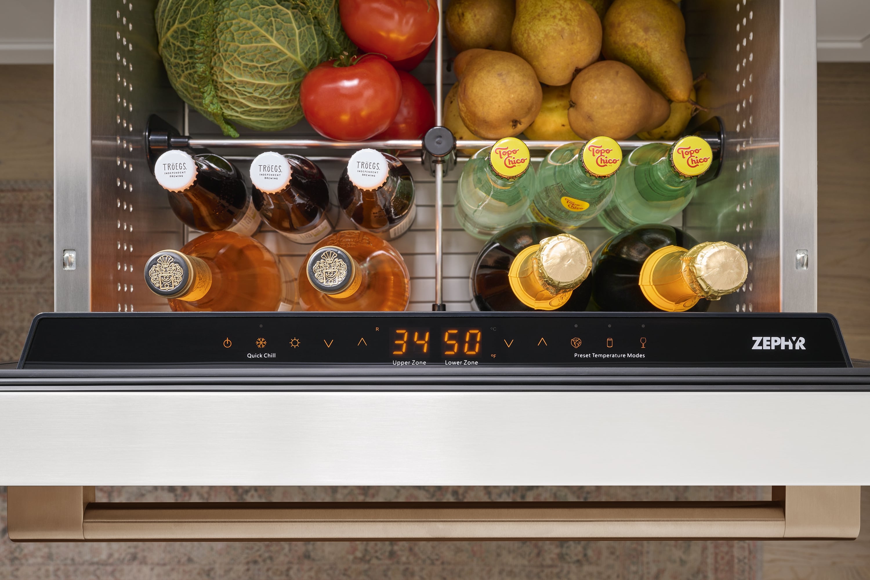 Refrigerador empotrable de 2 cajones de doble zona de 24 pulgadas Zephyr Presrv (Listo para paneles)