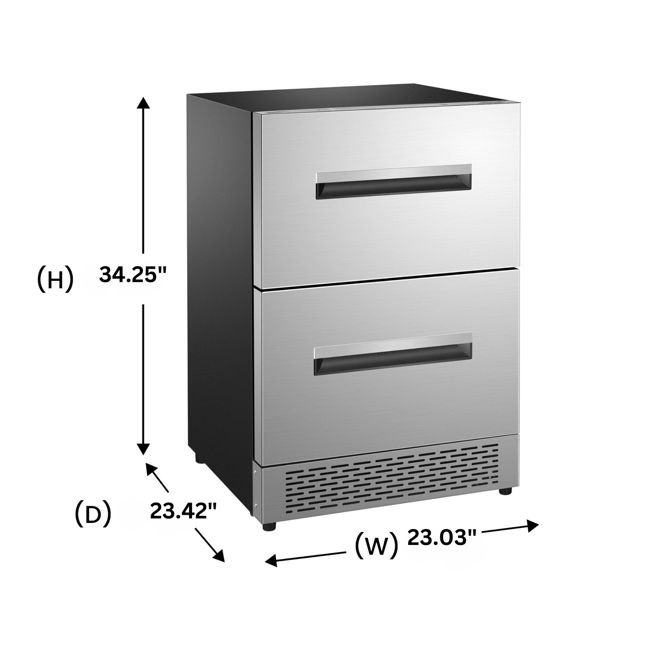 Refrigerador de cajón empotrable/autónomo de 24 pulgadas con 2 cajones, acero inoxidable